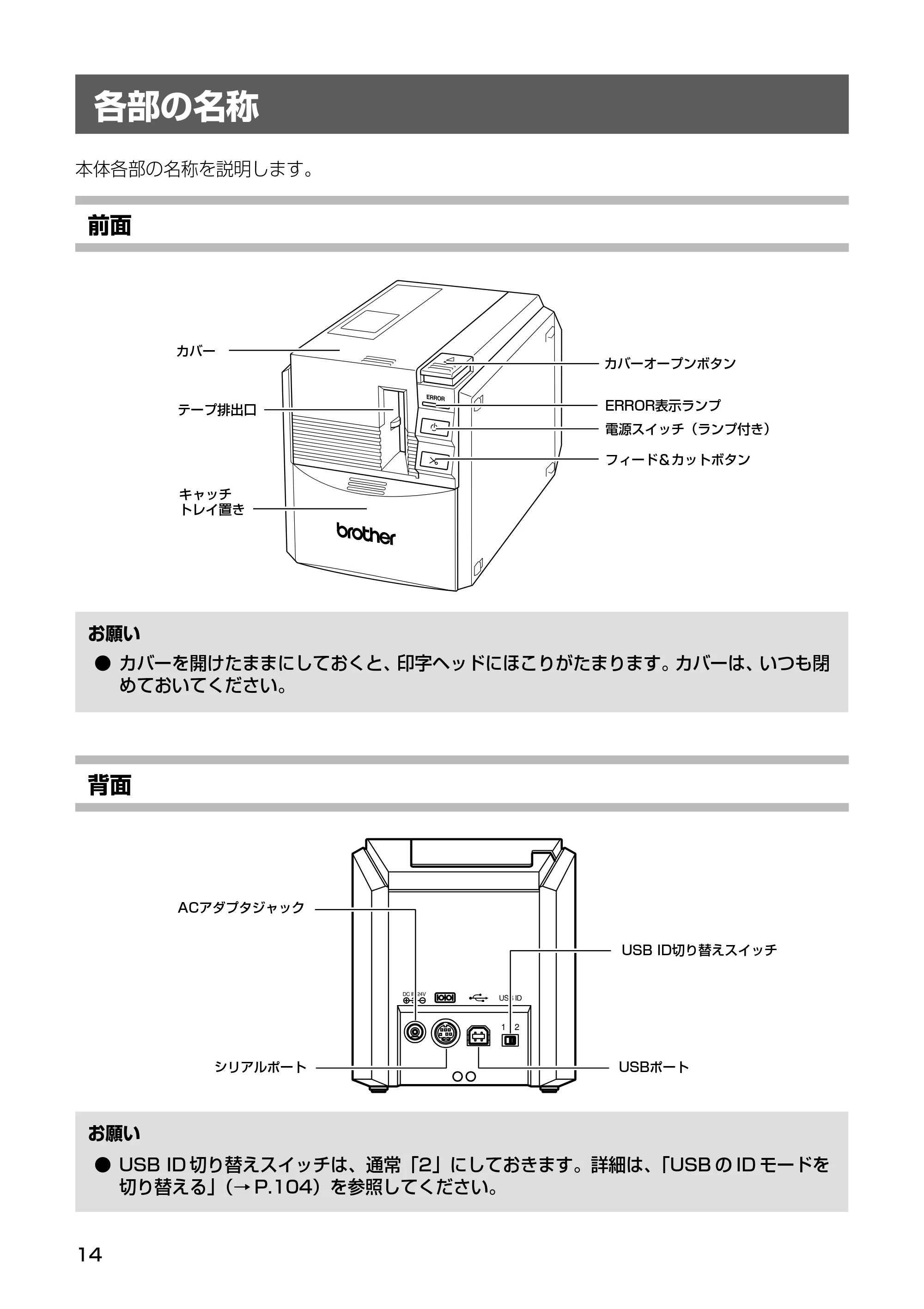 ブラザー PT-9500pc クイックリファレンスガイド — ラベル作成までの準備 — 原本ページ — 16ページ