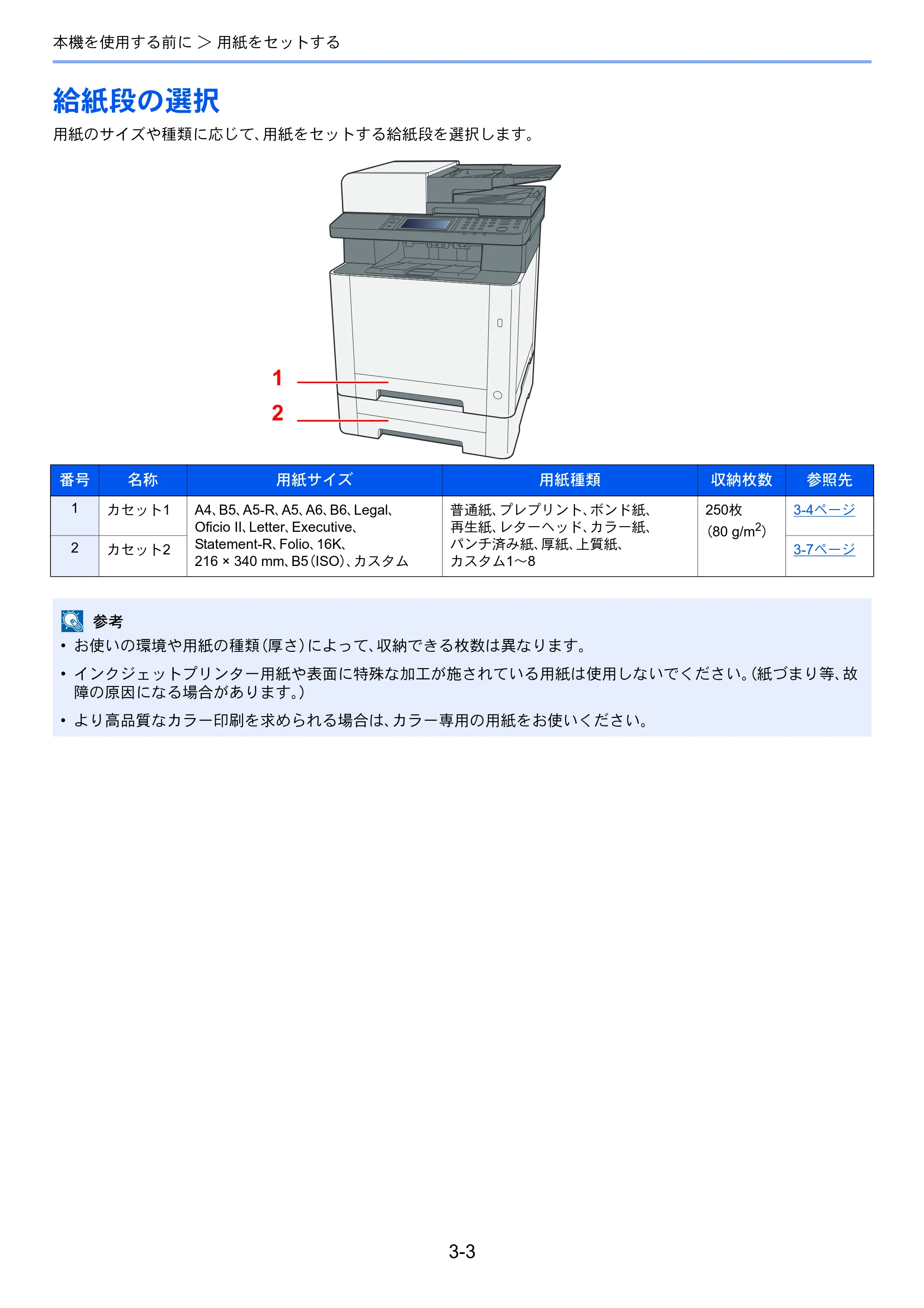 京セラ ECOSYS M5526cdw ECOSYS M5526cdw 使用説明書 — 給紙段の選択 — 原本ページ — 122ページ