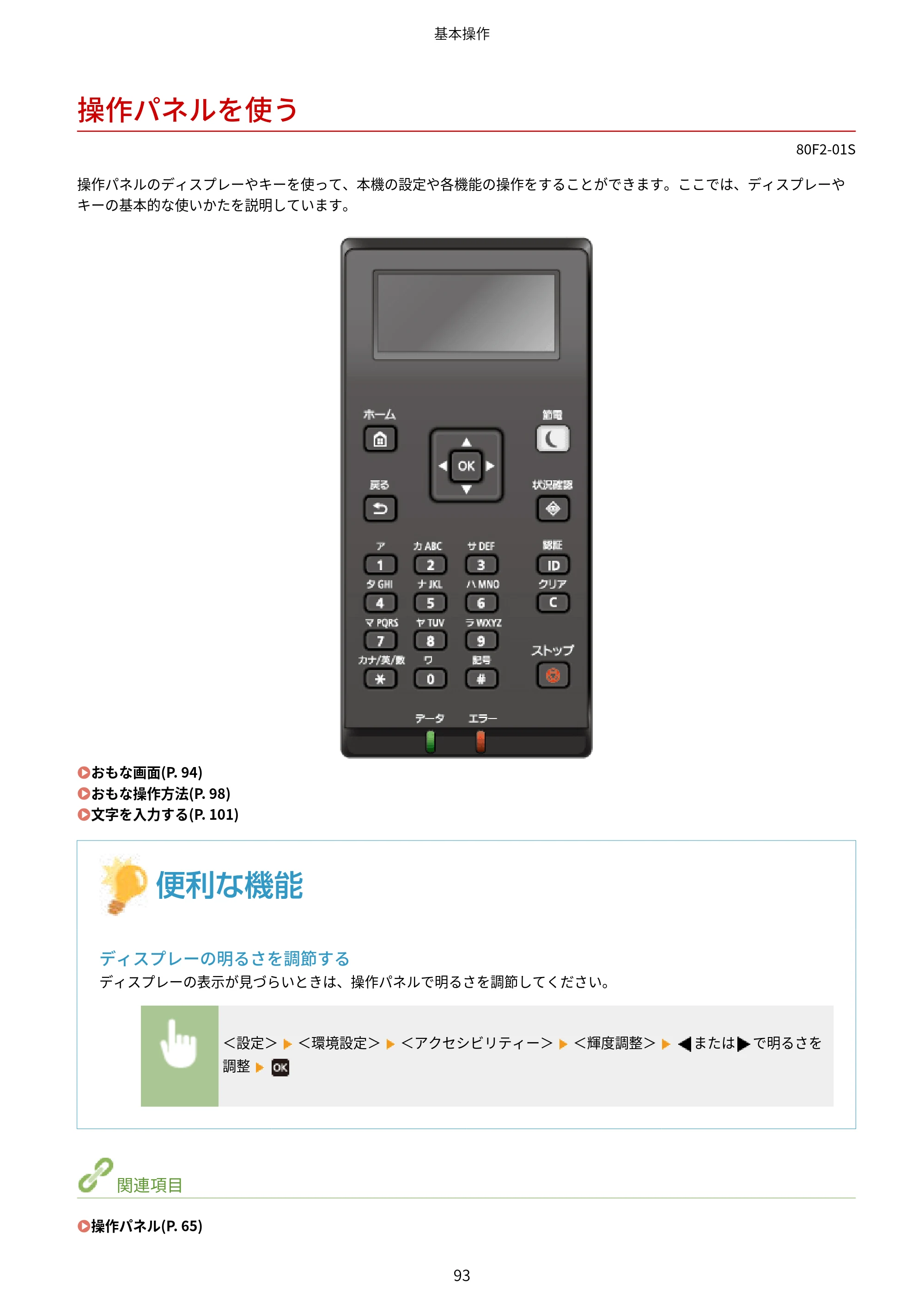 キヤノン LBP453i・LBP452・LBP451・LBP451e・LBP411 ユーザーズガイド 2026年6月25日更新（PDF：7.19MB） — 操作パネルを使う — 原本ページ — 101ページ