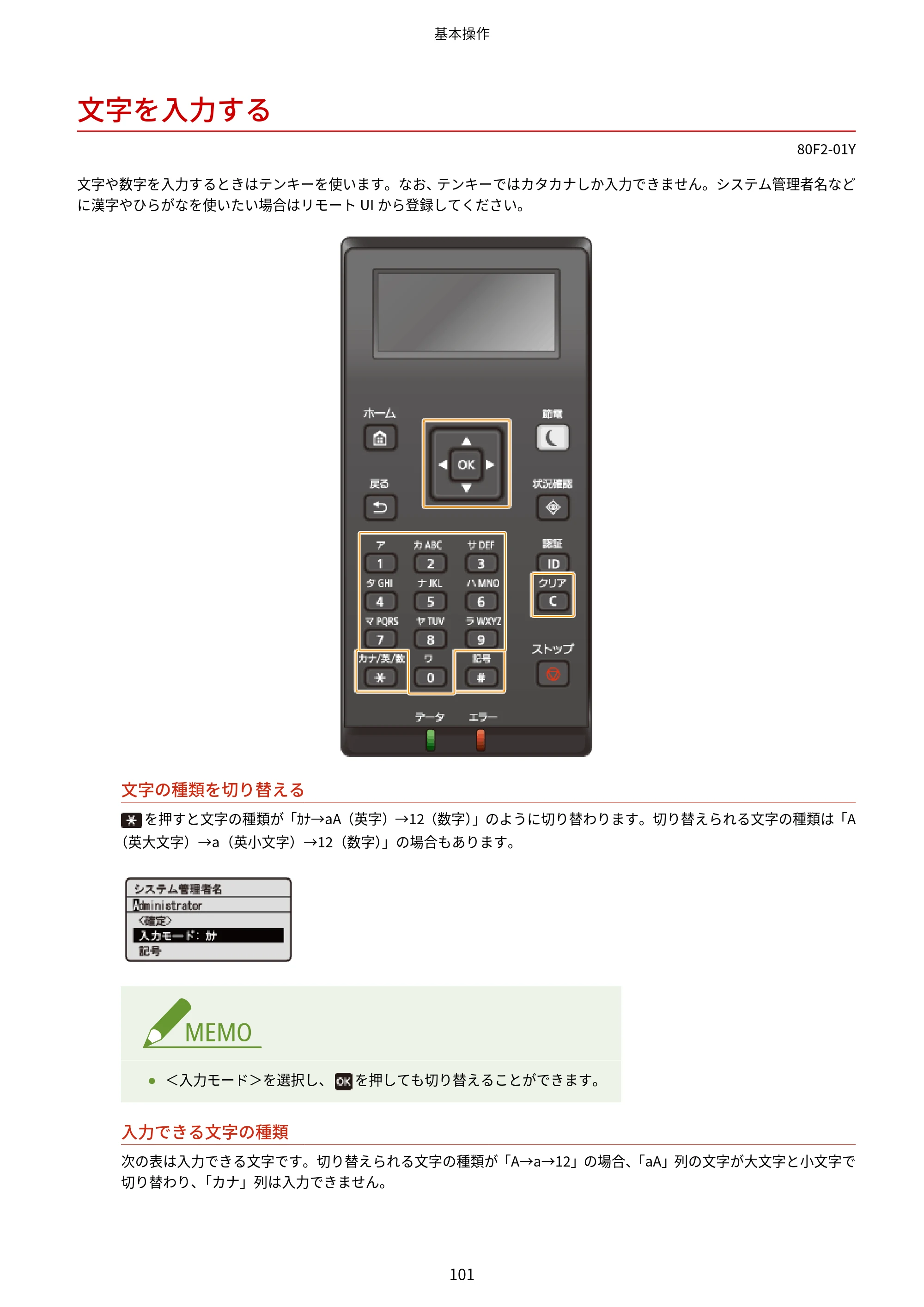 キヤノン LBP453i・LBP452・LBP451・LBP451e・LBP411 ユーザーズガイド 2026年6月25日更新（PDF：7.19MB） — 文字を入力する — 原本ページ — 109ページ