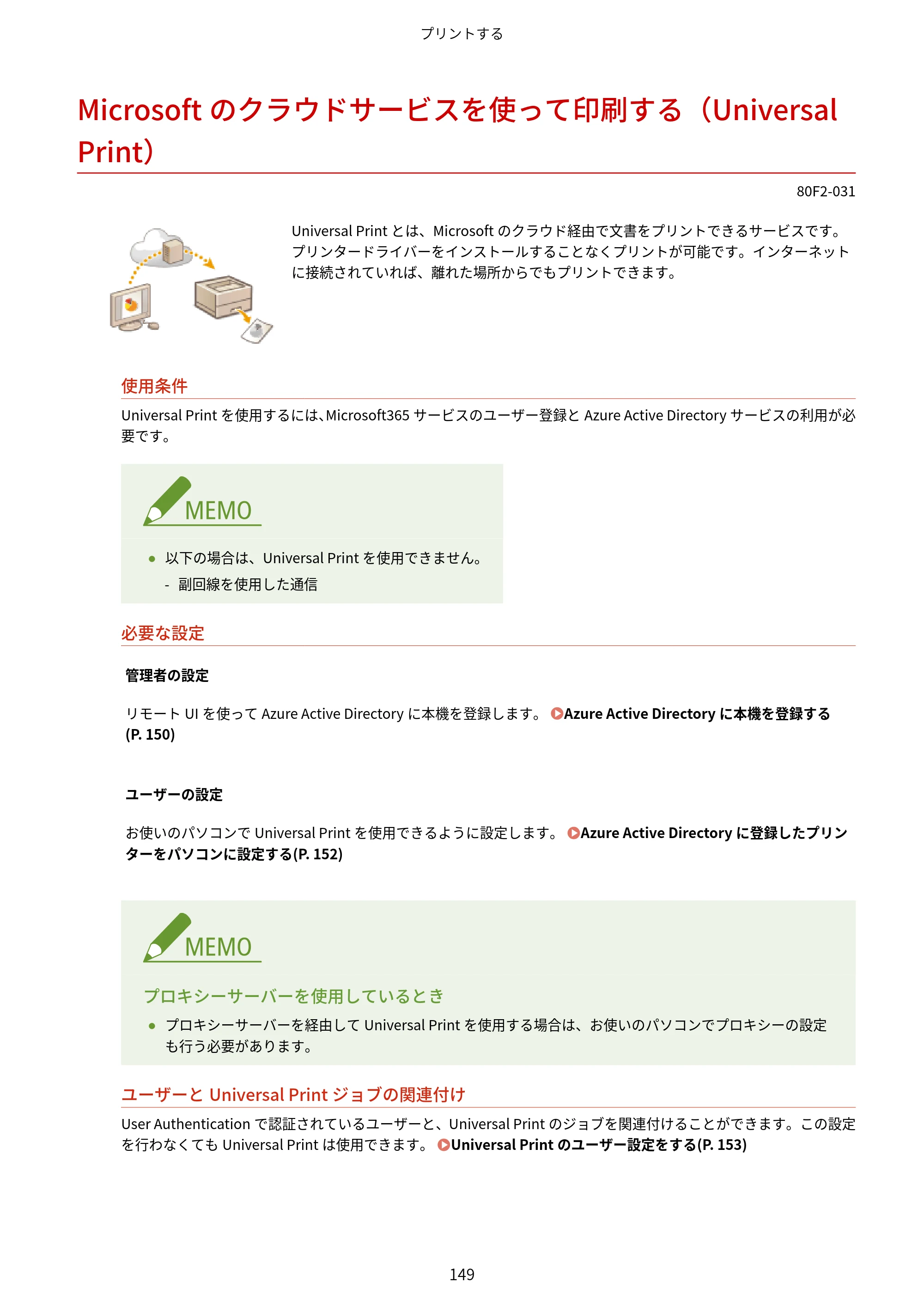 キヤノン LBP453i・LBP452・LBP451・LBP451e・LBP411 ユーザーズガイド 2026年6月25日更新（PDF：7.19MB） — Microsoftのクラウドサービスを使って印刷する（Universal Print） — 原本ページ — 157ページ