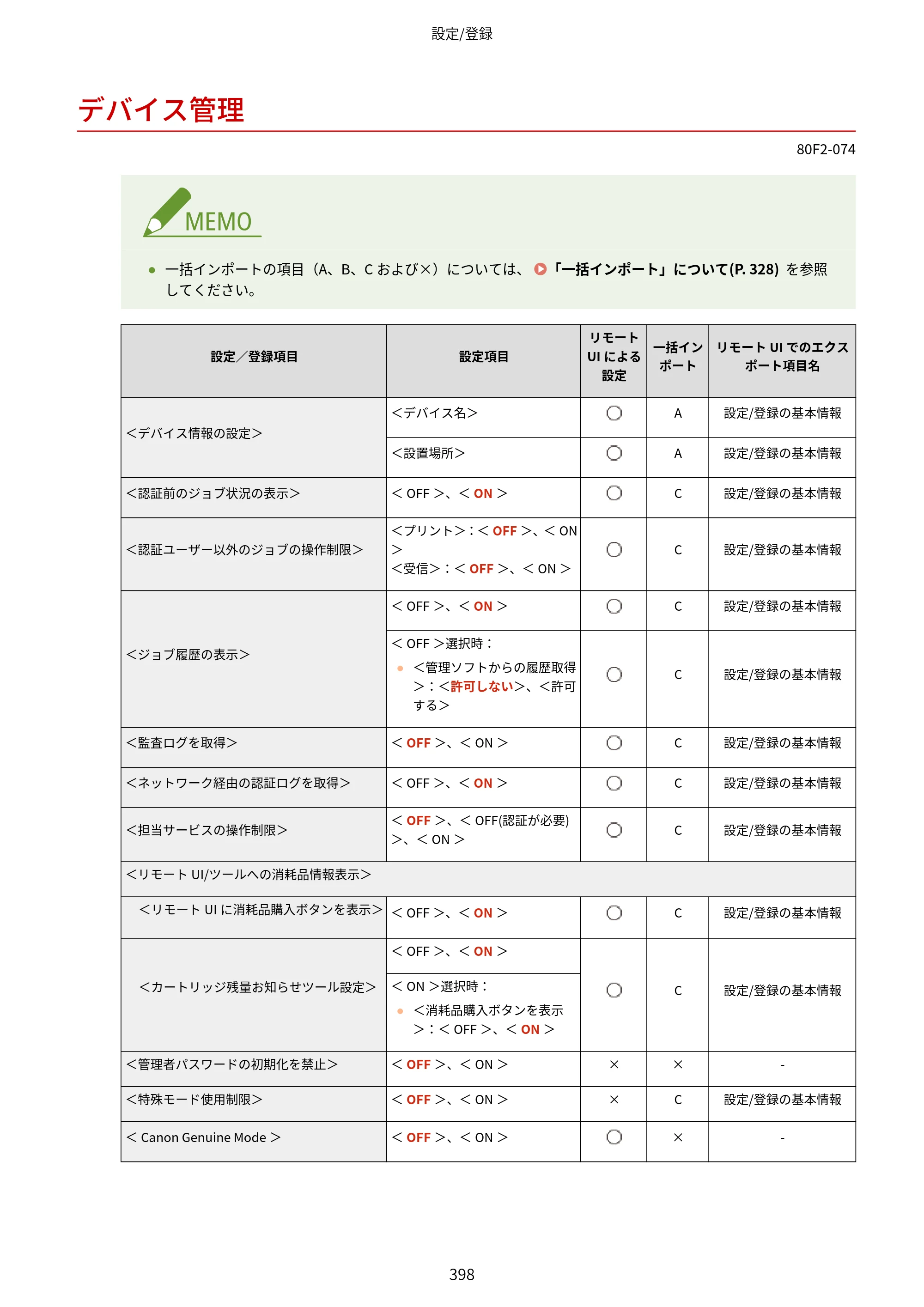 キヤノン LBP453i・LBP452・LBP451・LBP451e・LBP411 ユーザーズガイド 2026年6月25日更新（PDF：7.19MB） — デバイス管理 — 原本ページ — 406ページ