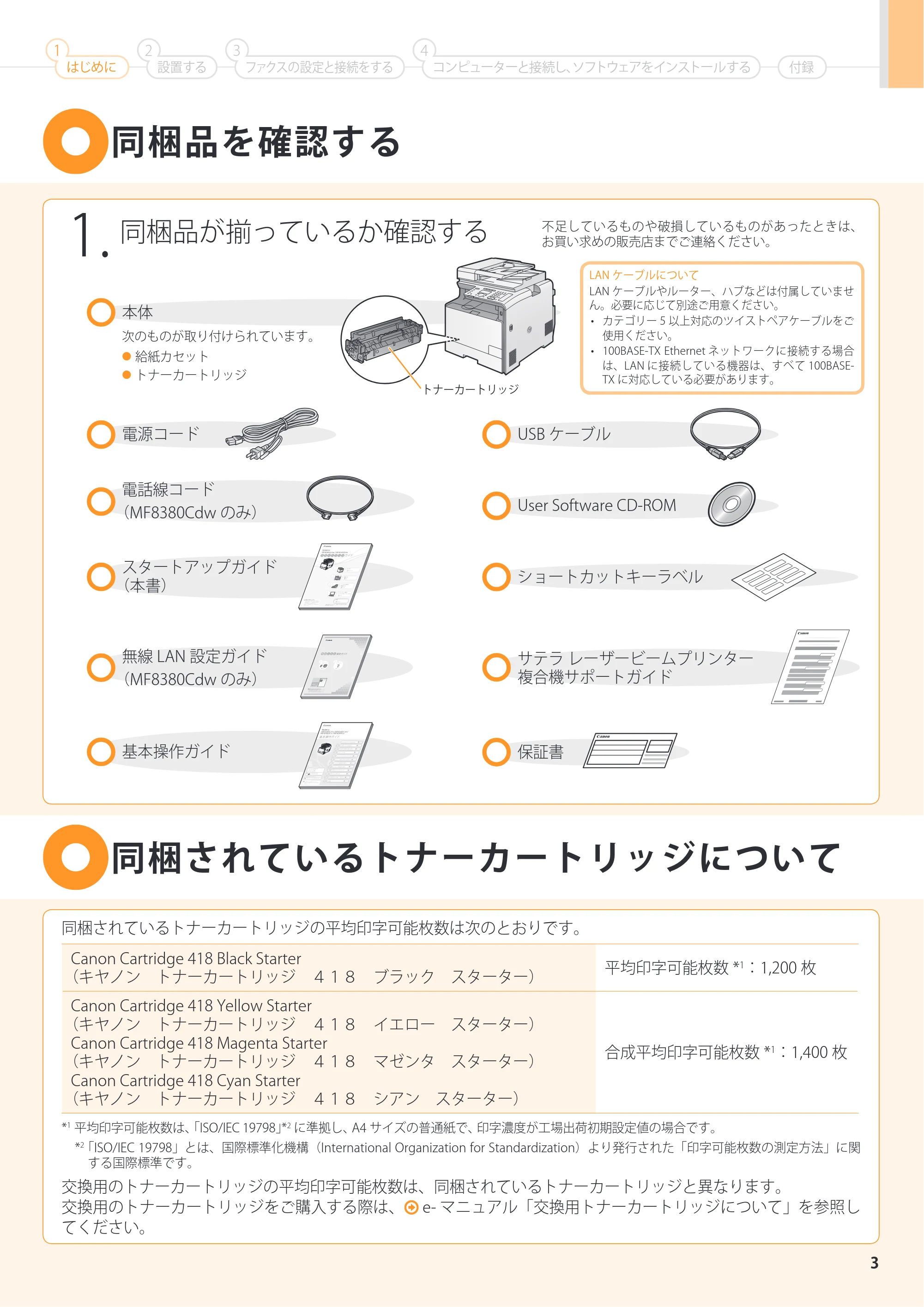 キヤノン MF8380Cdw/MF8340Cdn スタートアップガイド 2011年10月20日更新（PDF：4.95MB） — 原本ページ — 3ページ