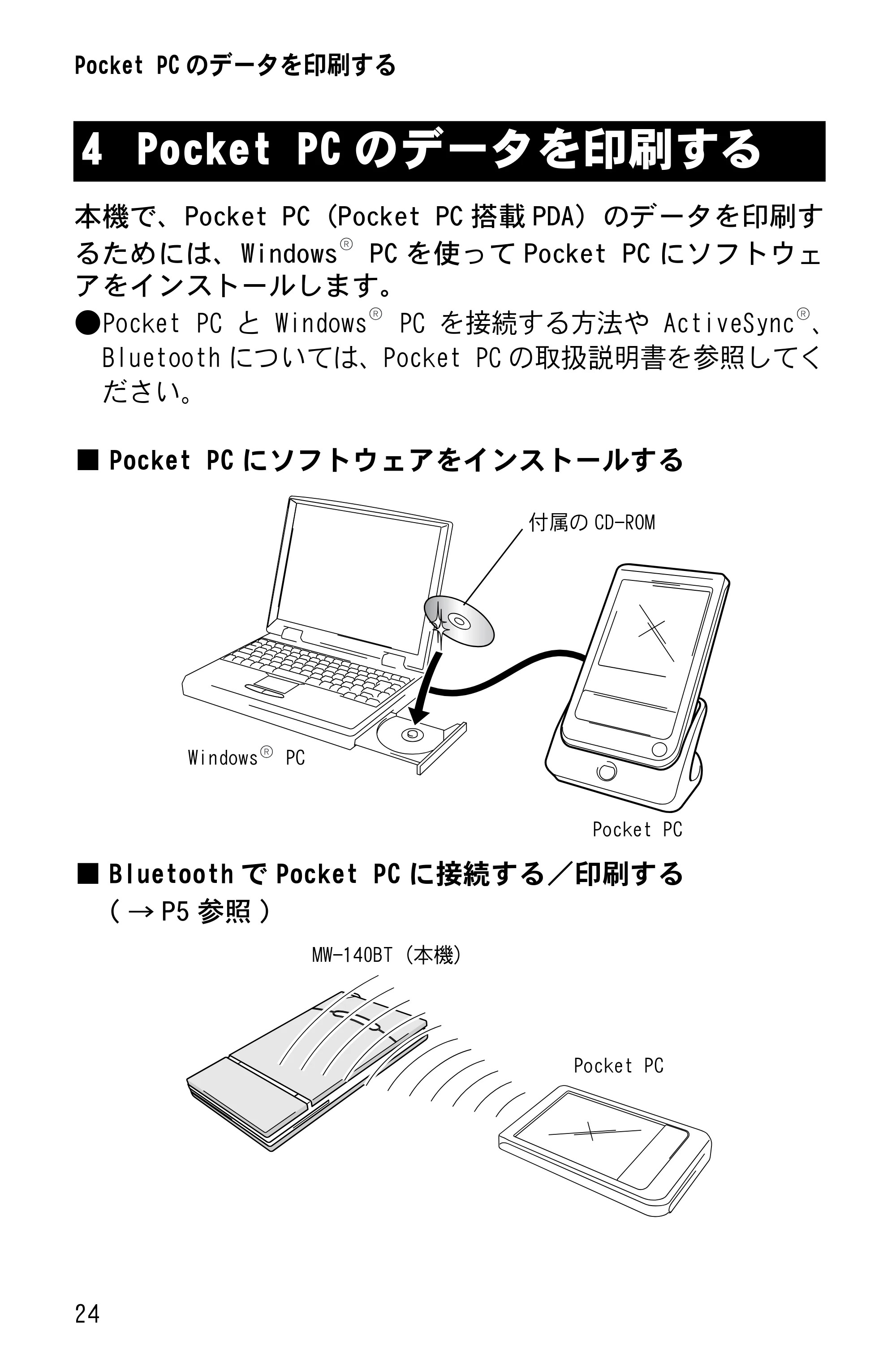 ブラザー MW-140BT ソフトウェアガイド — Pocket PCのデータを印刷する — 原本ページ — 26ページ