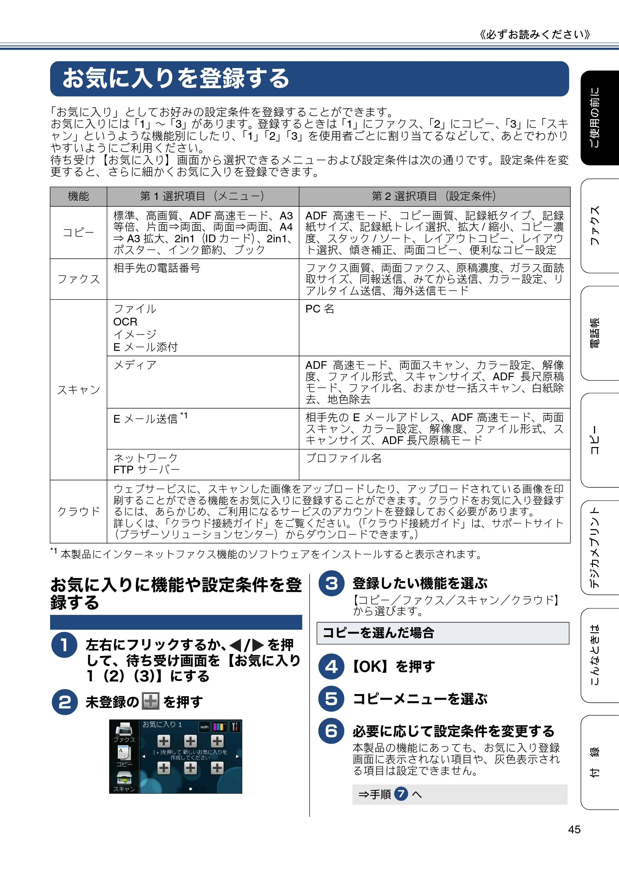ブラザー MFC-J6970CDW ユーザーズガイド ～基本編～ — お気に入りを登録する — 原本ページ — 45ページ