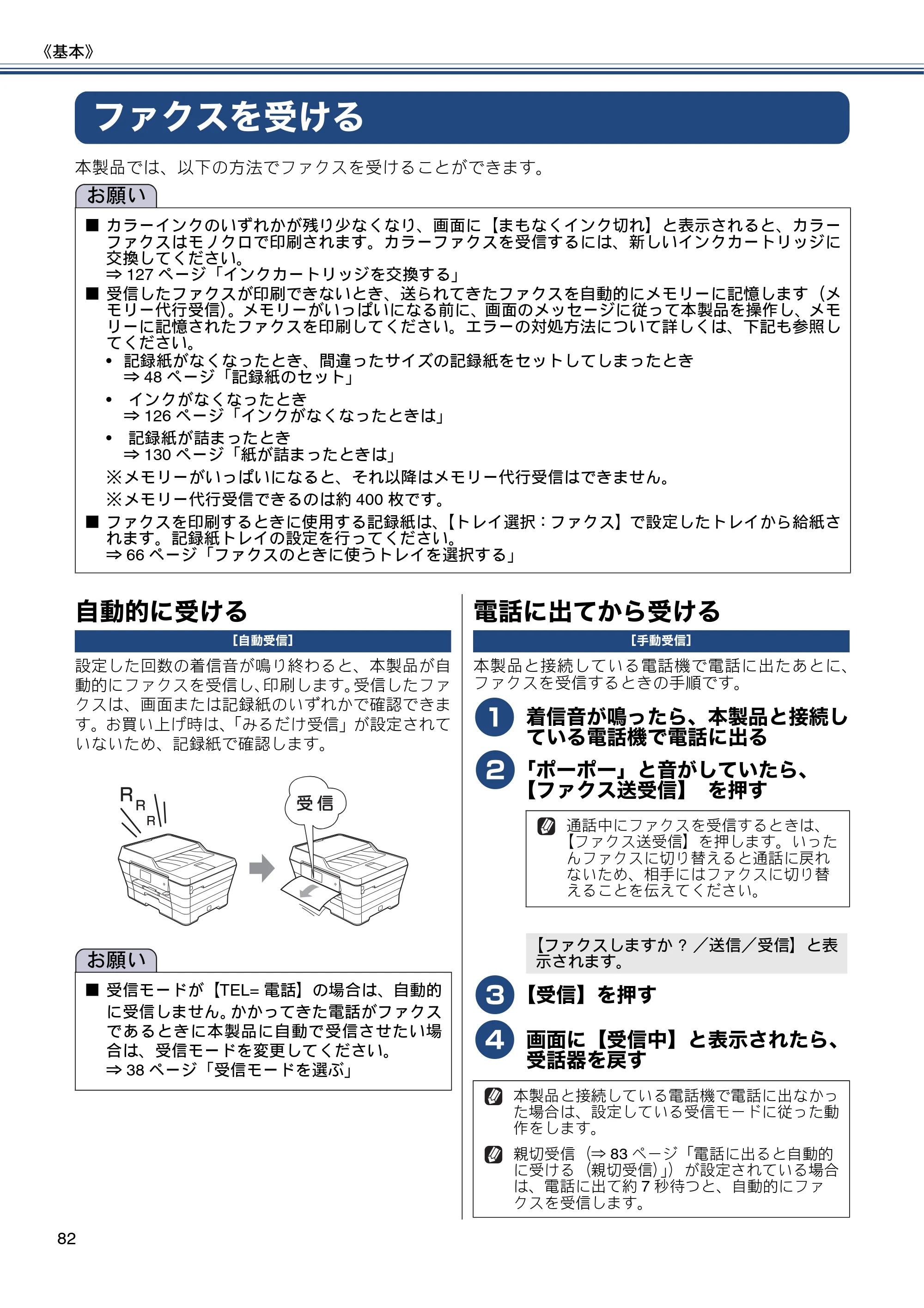 ブラザー MFC-J6970CDW ユーザーズガイド ～基本編～ — ファクスを受ける — 原本ページ — 82ページ