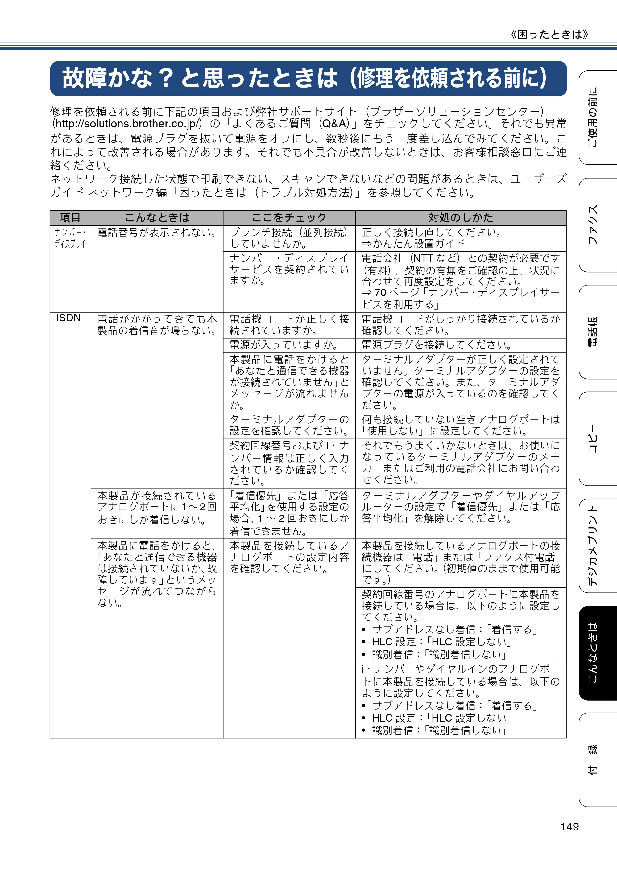 ブラザー MFC-J6970CDW ユーザーズガイド ～基本編～ — 故障かな?と思ったときは（修理を依頼される前に） — 原本ページ — 149ページ