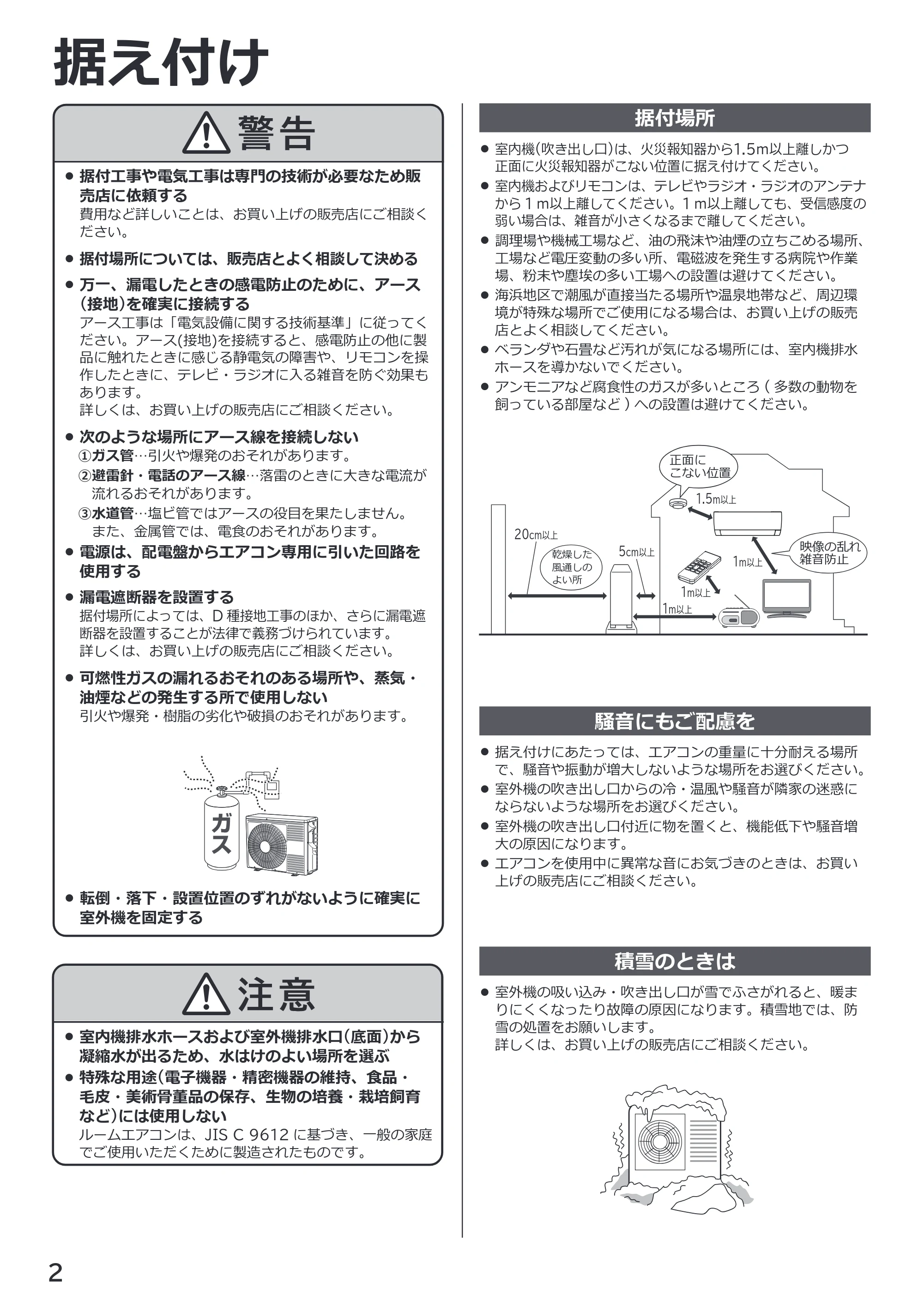 日立 RAS-RK2227S / RAS-RK2527S / RAS-RK2827S 取扱説明書 — 据え付け — 原本ページ — 2ページ