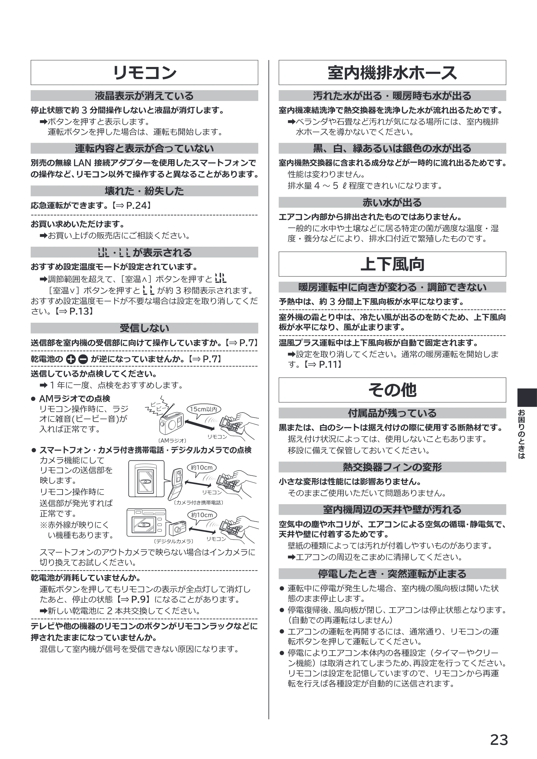 日立 RAS-RK2227S / RAS-RK2527S / RAS-RK2827S 取扱説明書 — リモコン — 図版 23-1 — 23ページ
