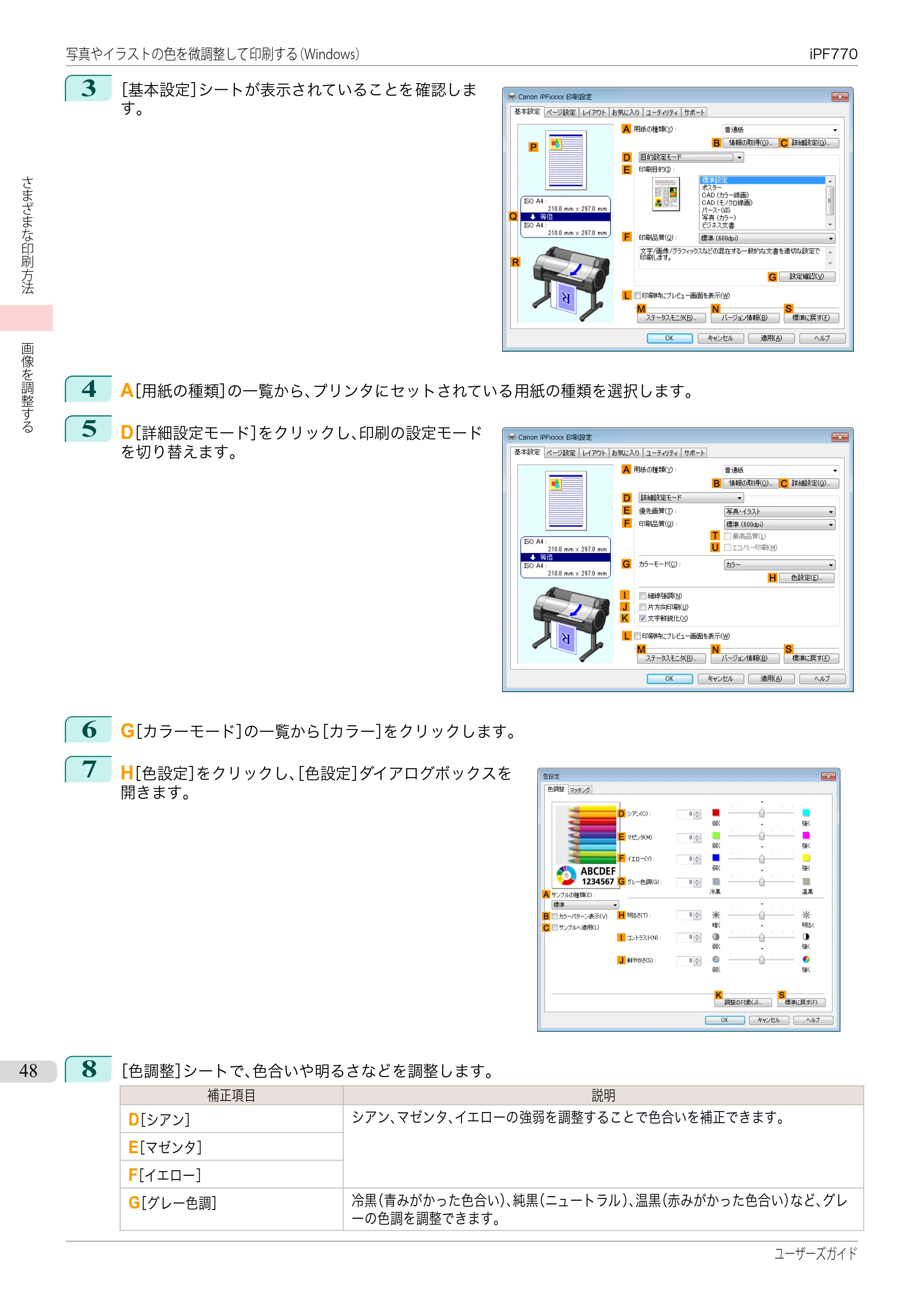 キヤノン iPF670/770シリーズ・iPF-670/770 MFPシリーズ iPF770シリーズ ユーザーズガイド（PDF：36.8MB） — 原本ページ — 48ページ