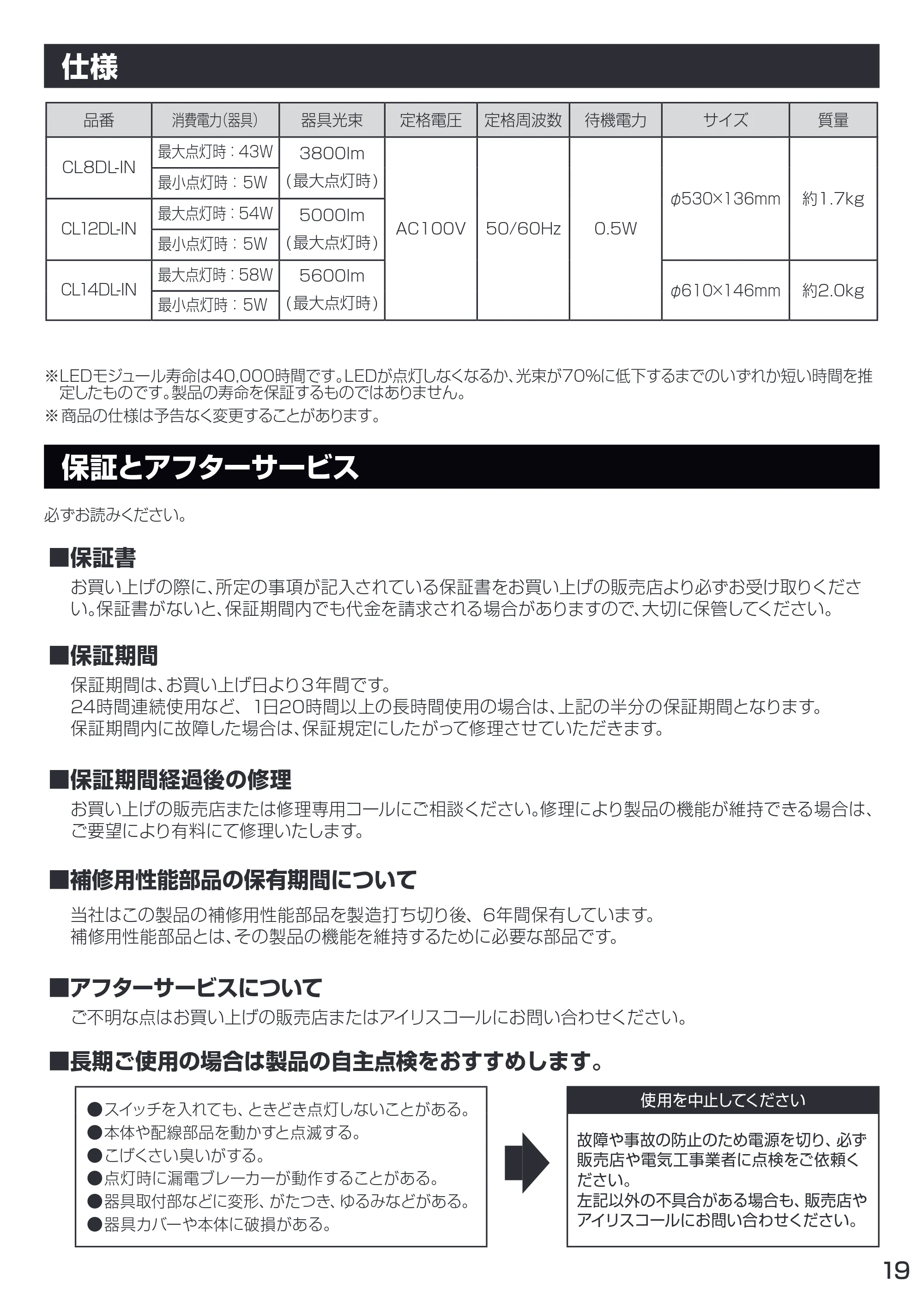 アイリスオーヤマ CL12DL-IN 取扱説明書 — 原本ページ — 19ページ