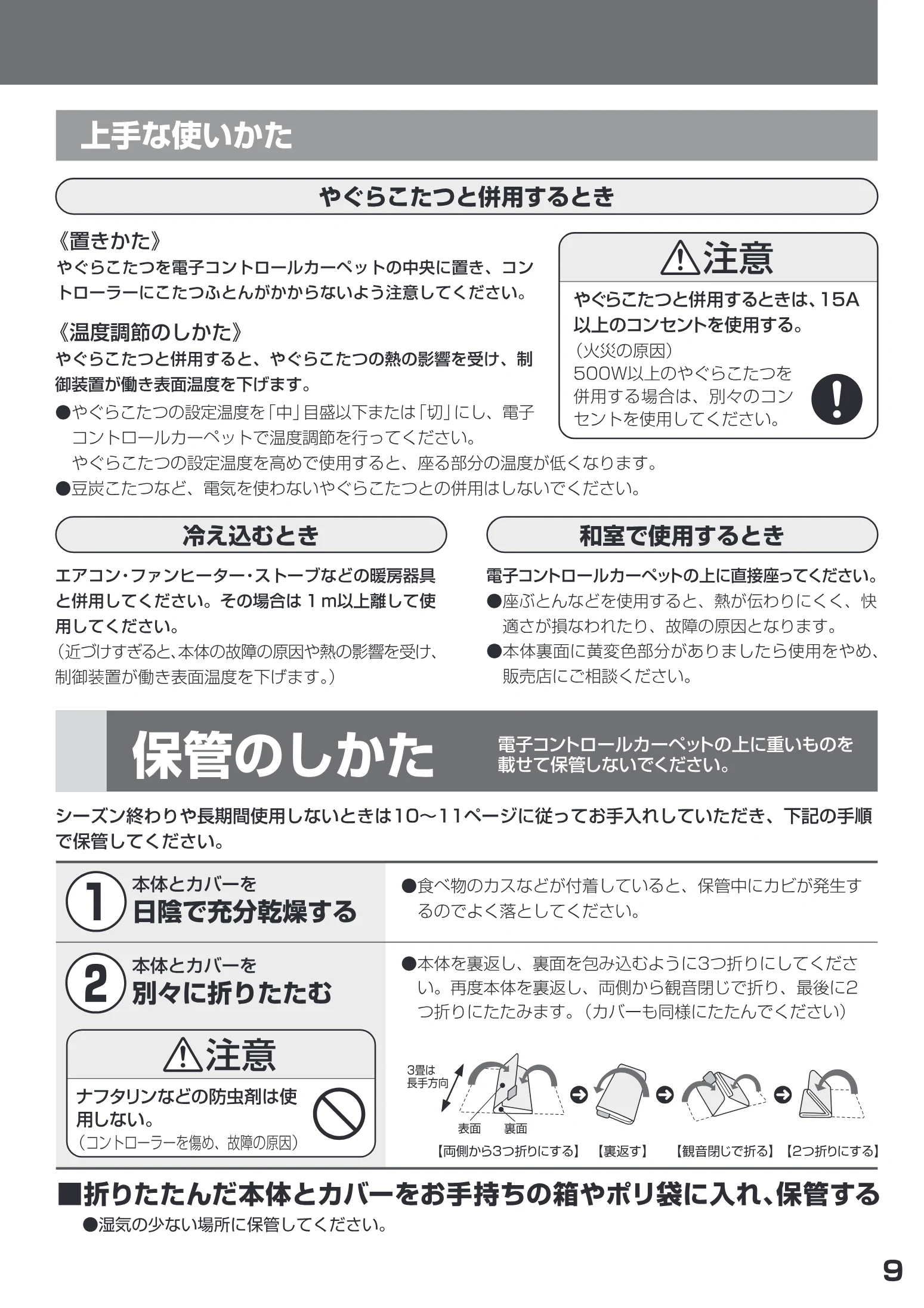 日立 HLU-3008YX / HLU-2008YX 取扱説明書 — 上手な使い かた — 図版 9-1 — 9ページ