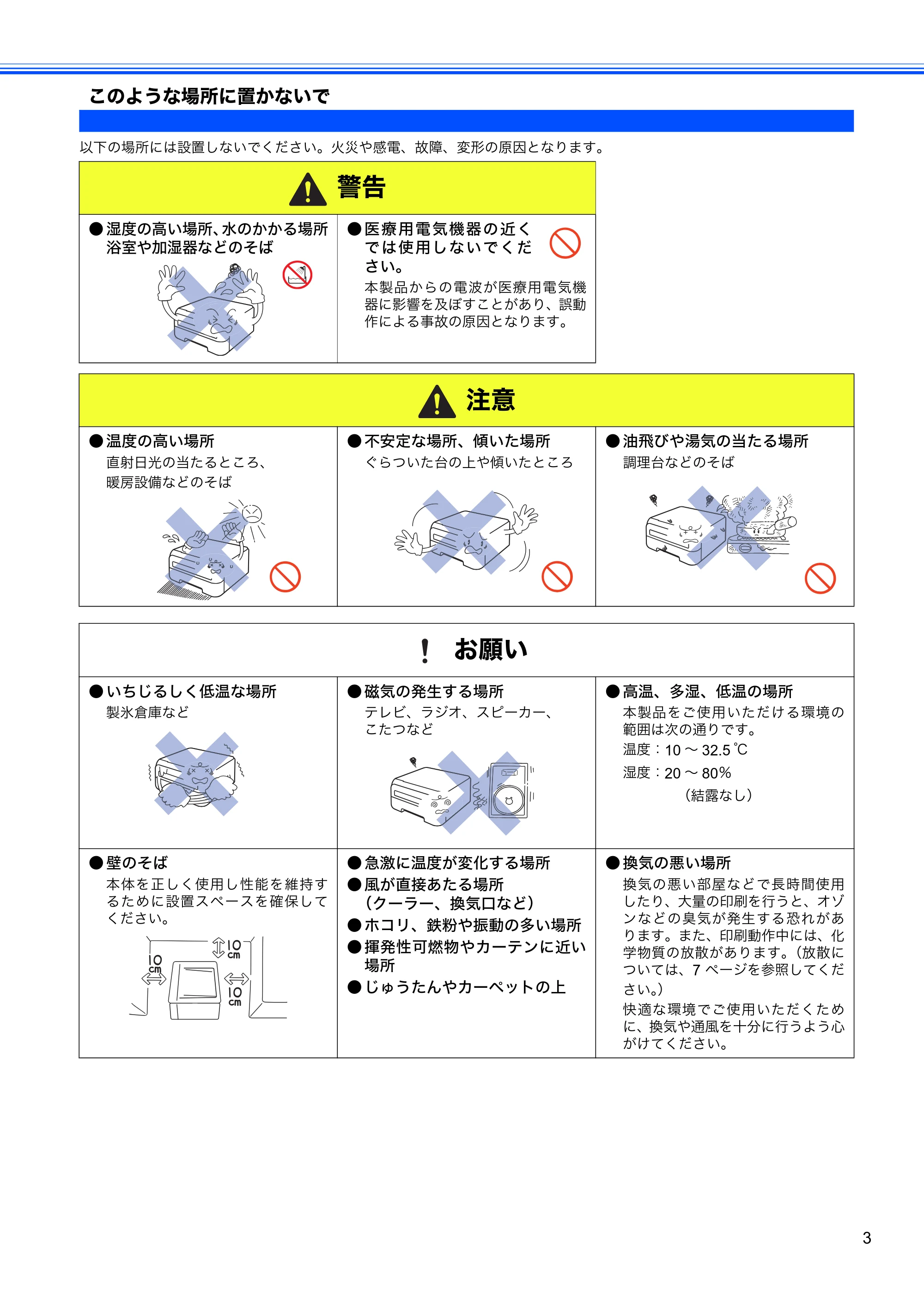 ブラザー HL-2170W かんたん設置ガイド — このような場所に置かないで — 原本ページ — 5ページ
