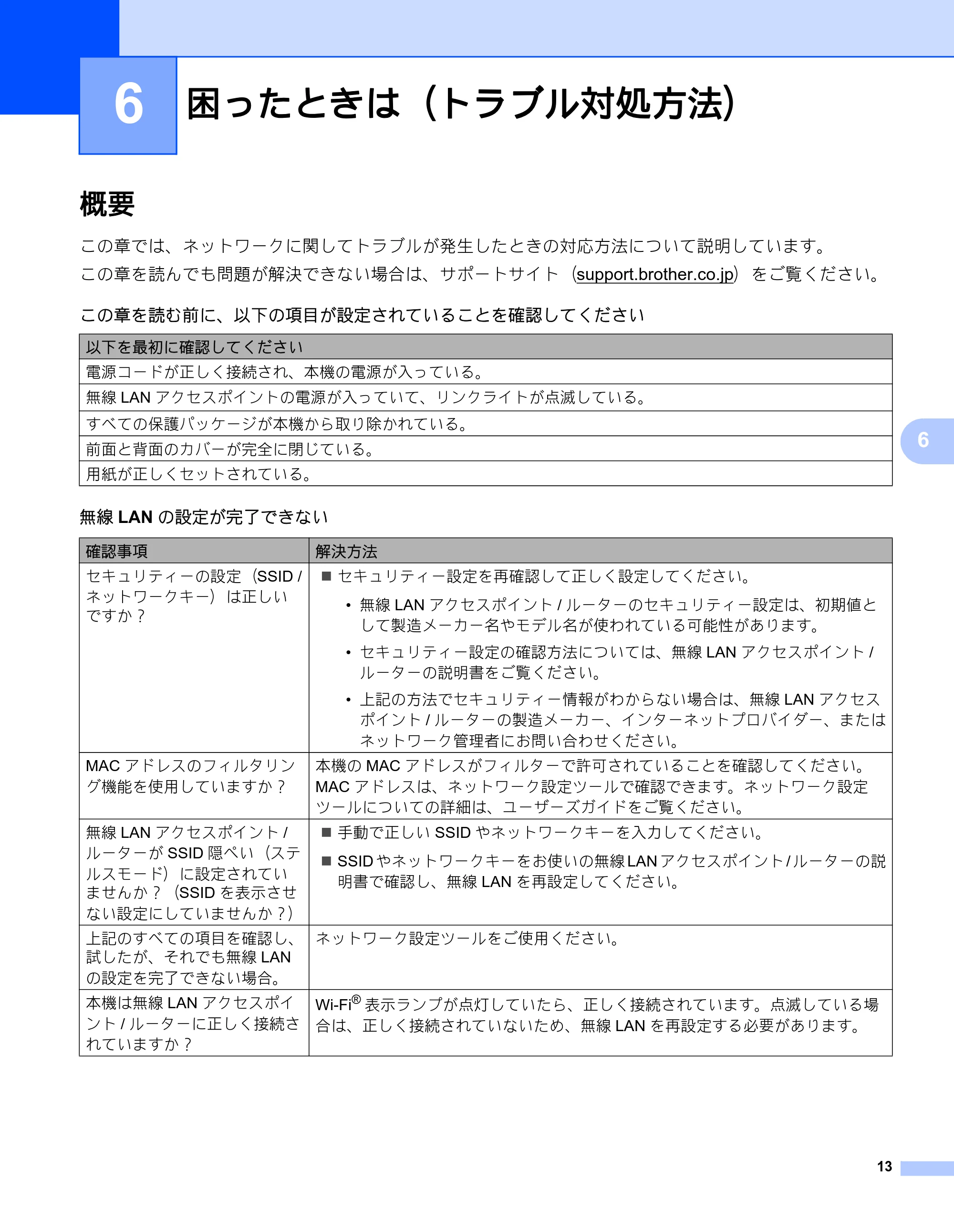 ブラザー RJ-4040 ネットワーク ユーザーズガイド — 6 困ったときは（トラブル対処方法） — 原本ページ — 17ページ