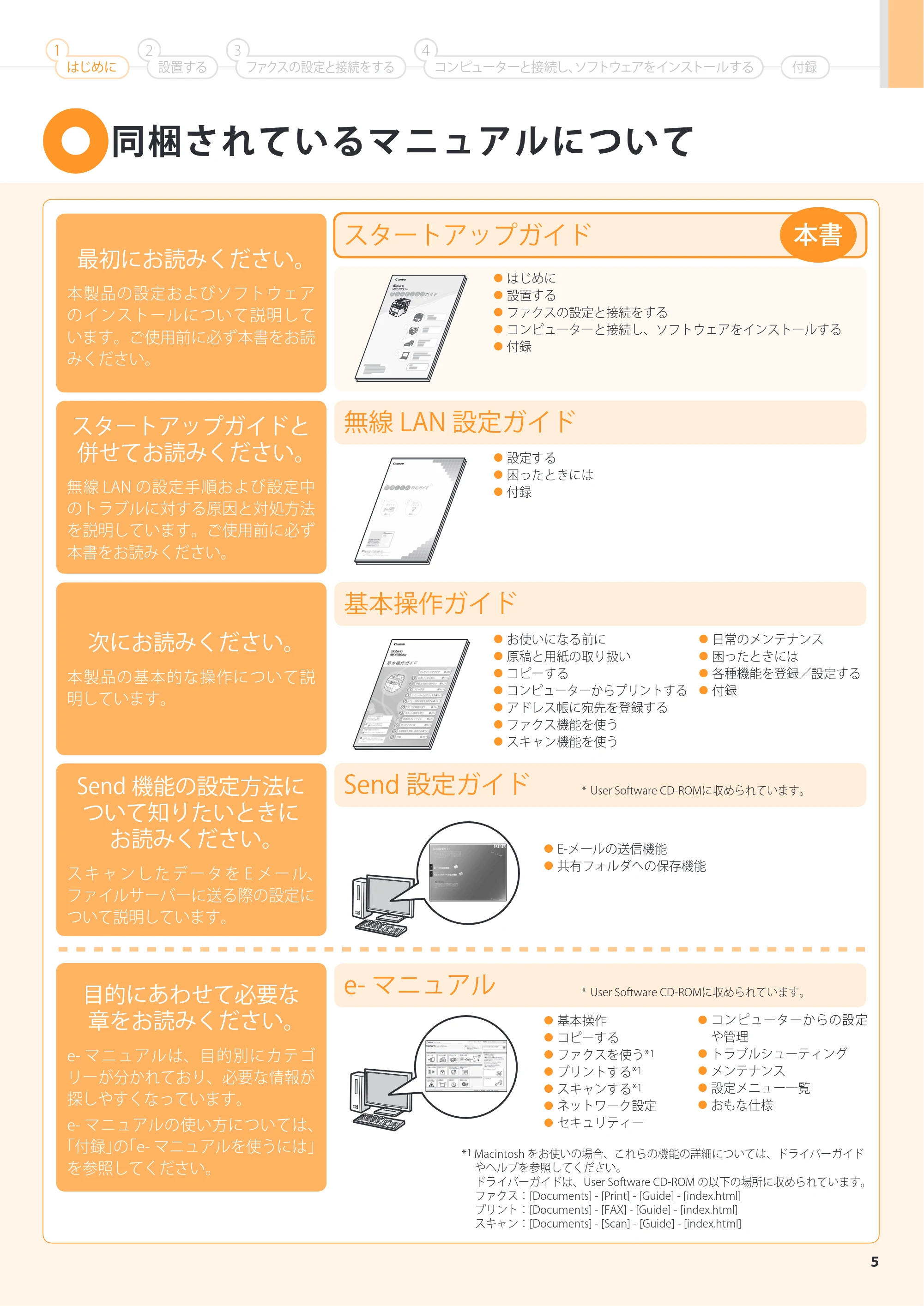 キヤノン MF6780dw スタートアップガイド 2011年9月5日更新（PDF：16.9MB） — 原本ページ — 5ページ