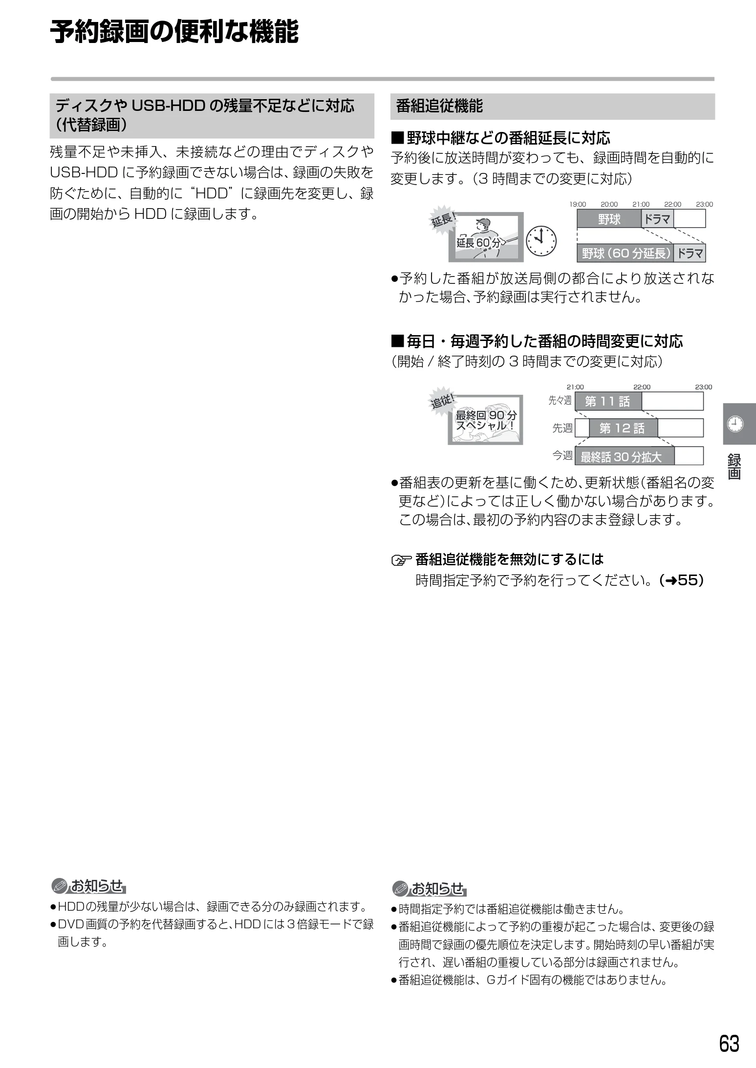 日立 DVL-BRT20 取扱説明書 — 予約録画の便利な機能 — 図版 63-1 — 63ページ