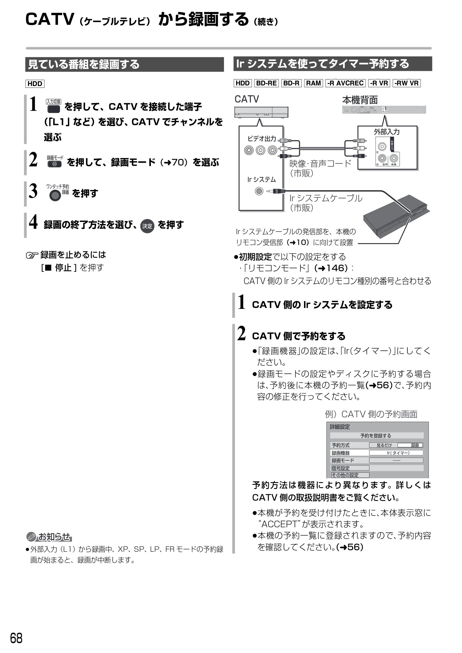日立 DVL-BRT20 取扱説明書 — CATV(ケーブルテレビ)から録画する(続き) — 図版 68-1 — 68ページ
