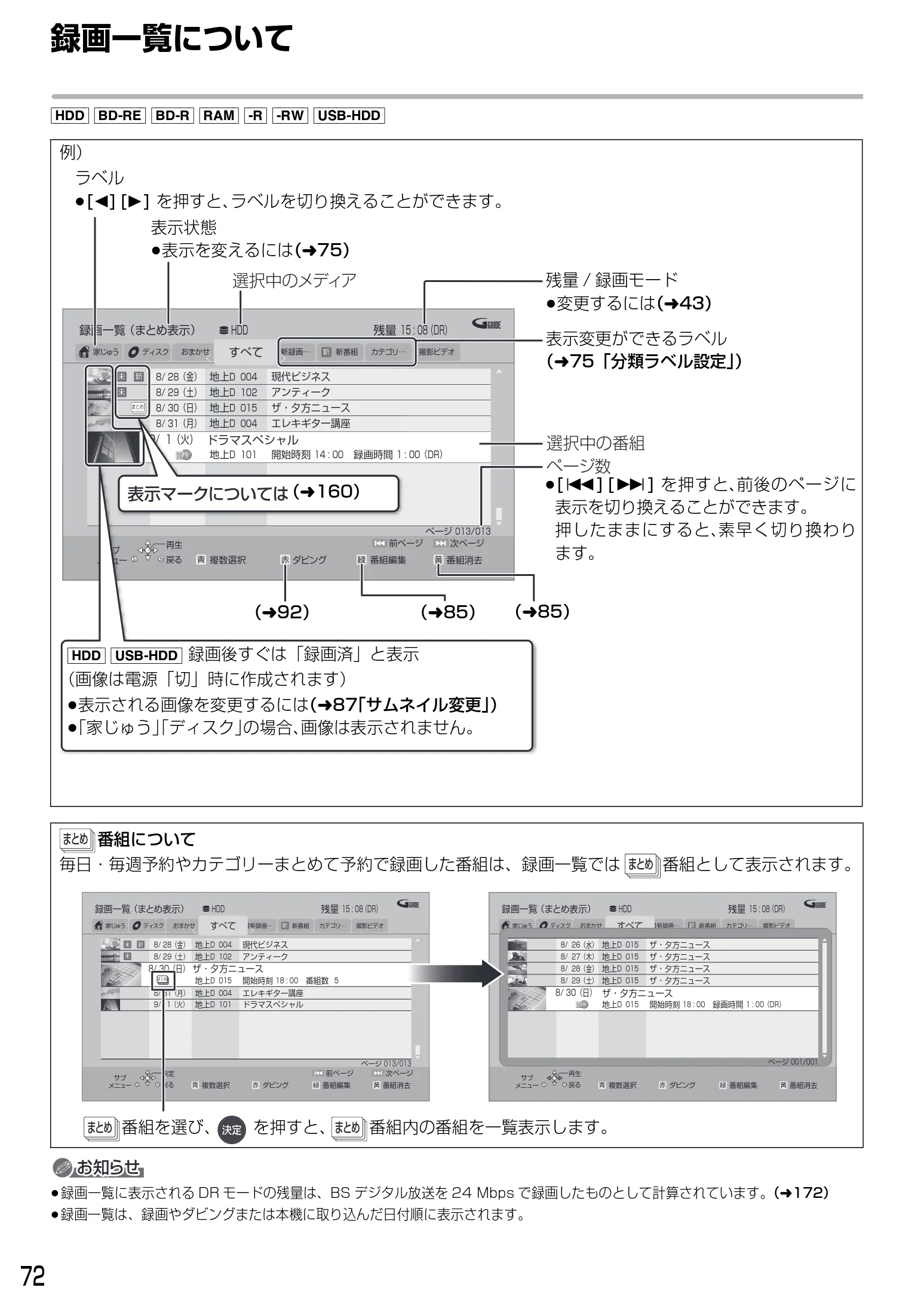 日立 DVL-BRT20 取扱説明書 — 再生・編集 — 図版 72-1 — 72ページ
