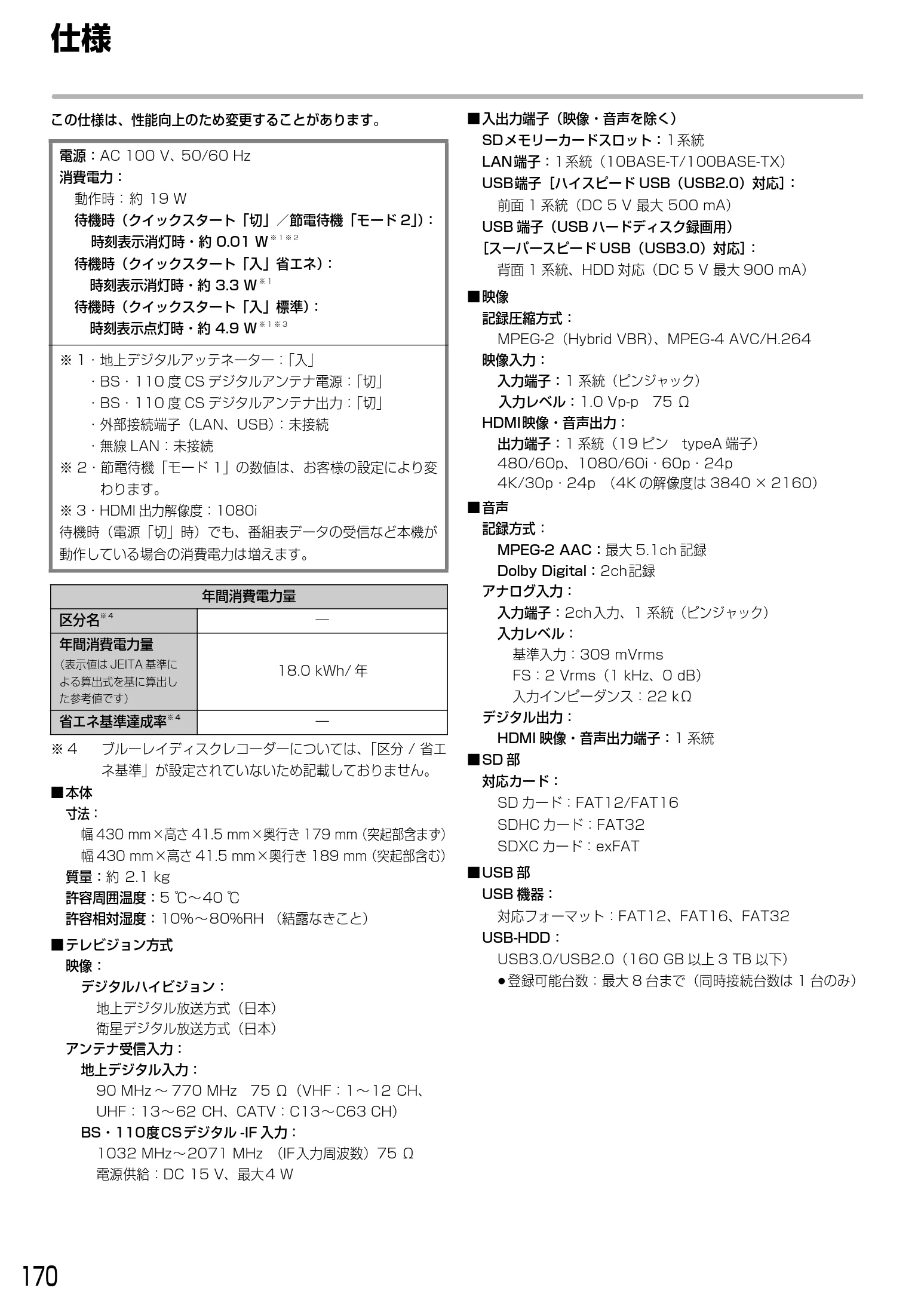 日立 DVL-BRT20 取扱説明書 — 仕様 — 図版 170-1 — 170ページ