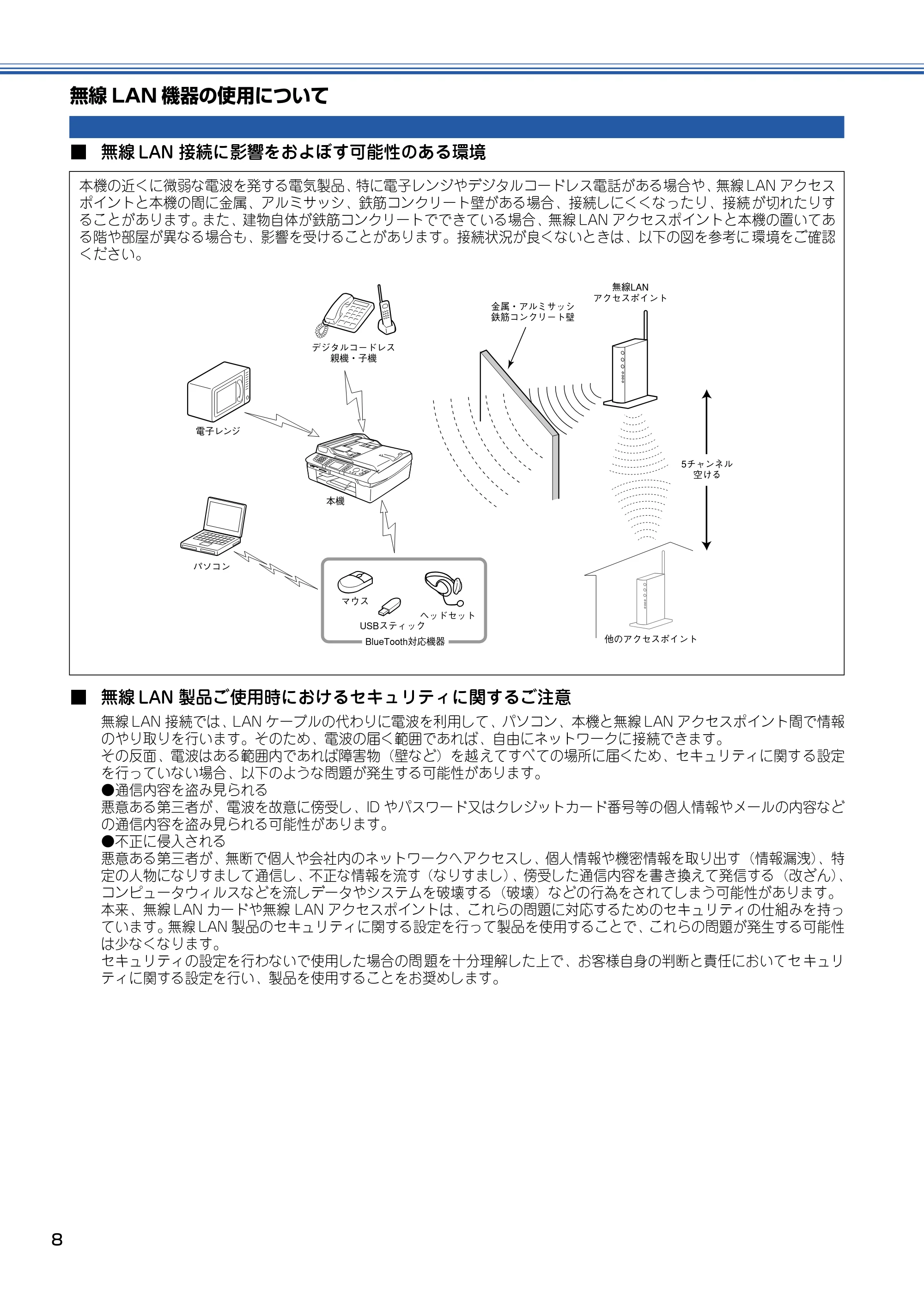 ブラザー MFC-820CN 取扱説明書(本体) — 無線LAN機器の使用について — 原本ページ — 9ページ