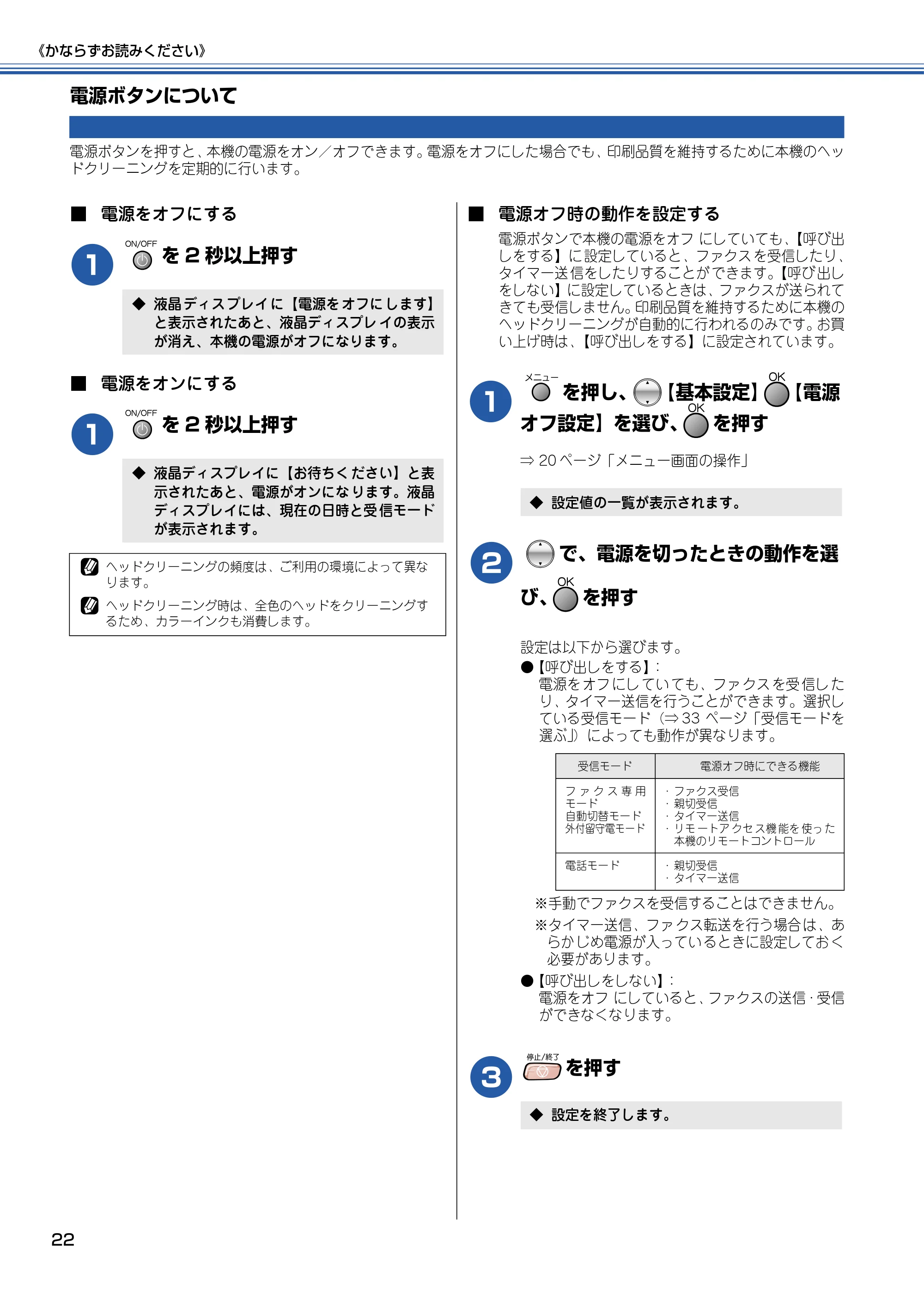 ブラザー MFC-820CN 取扱説明書(本体) — 電源ボタンについて — 原本ページ — 23ページ