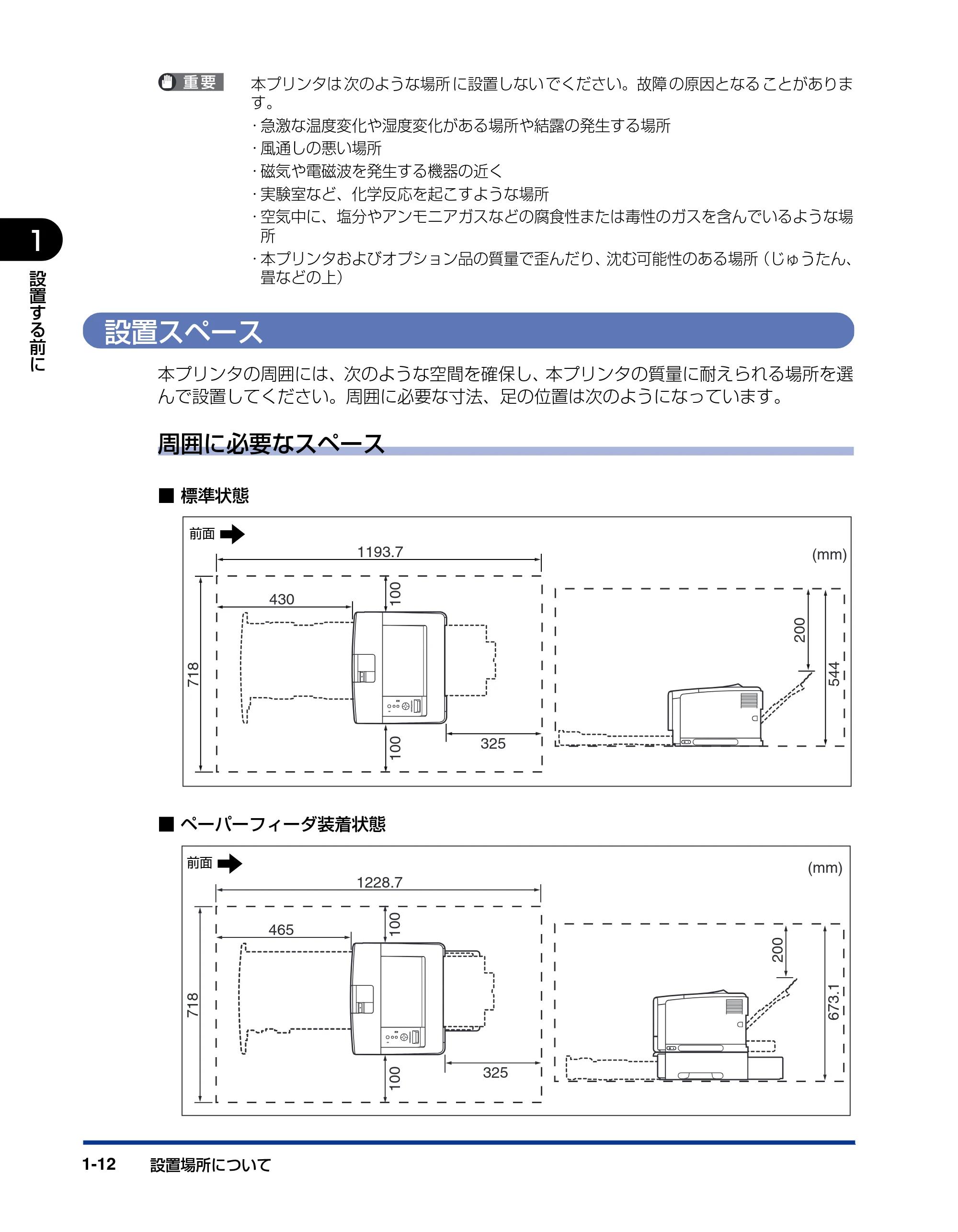 キヤノン LBP3950/3900 設置ガイド 2006年2月8日掲載 (PDF形式/2.78Mバイト) — 設置スペース — 原本ページ — 26ページ