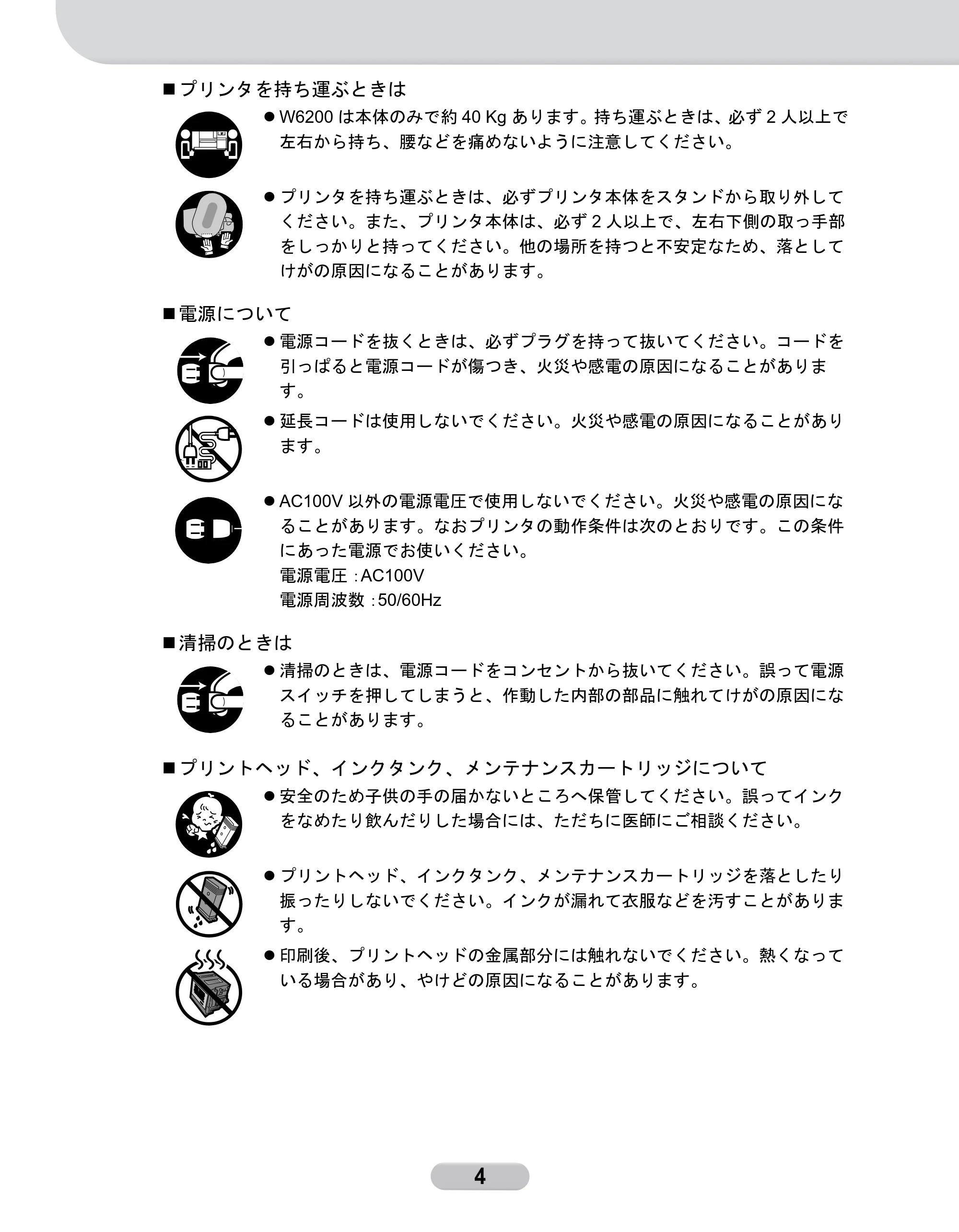 キヤノン W6200 クイックリファレンスガイド (PDF形式/5.55Mバイト) — 原本ページ — 4ページ