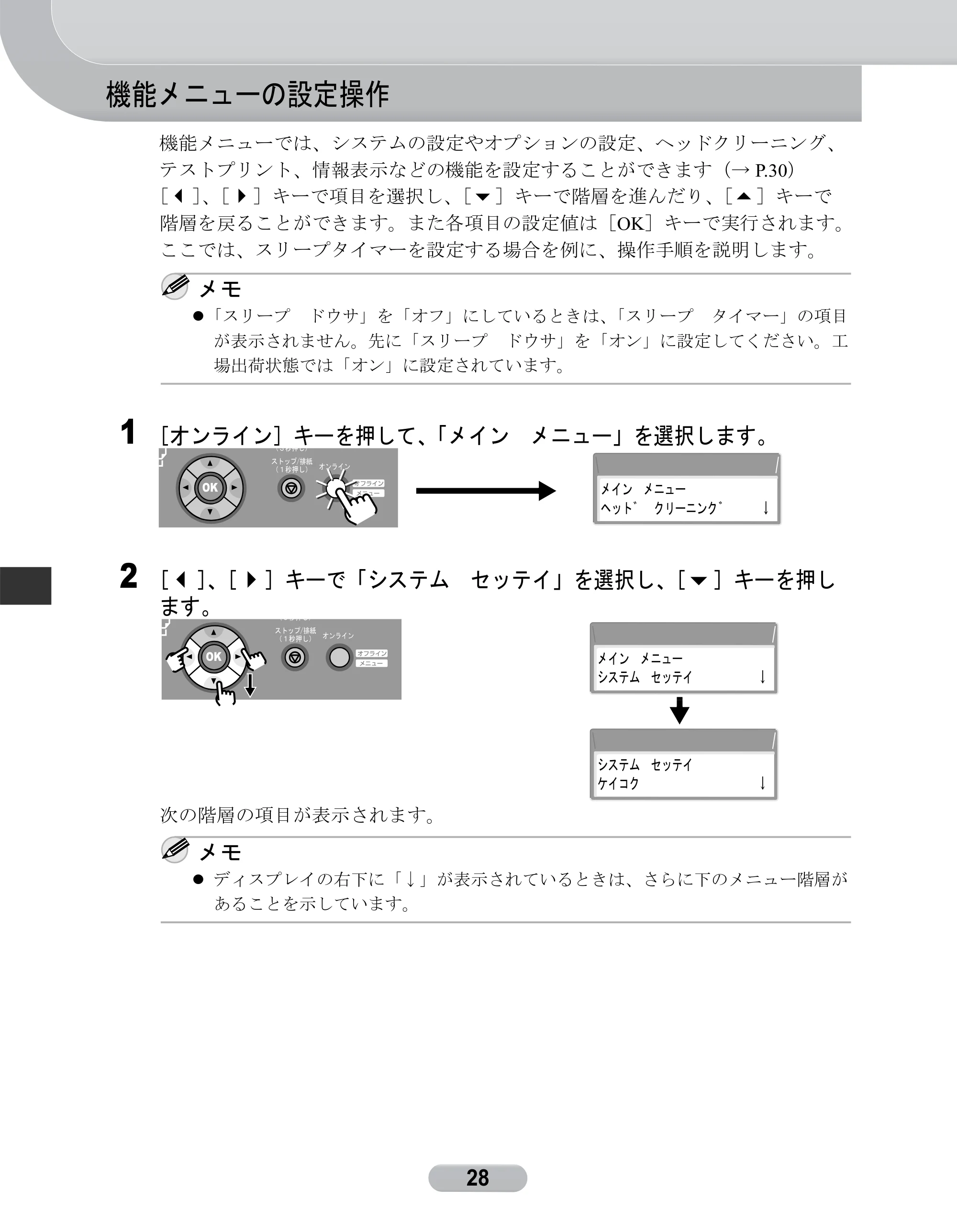 キヤノン W8400 PGインクモデル/染料インクモデル 共通マニュアル リファレンスガイド （PDF形式／2.53Mバイト） — 機能メニューの設定操作 — 原本ページ — 28ページ