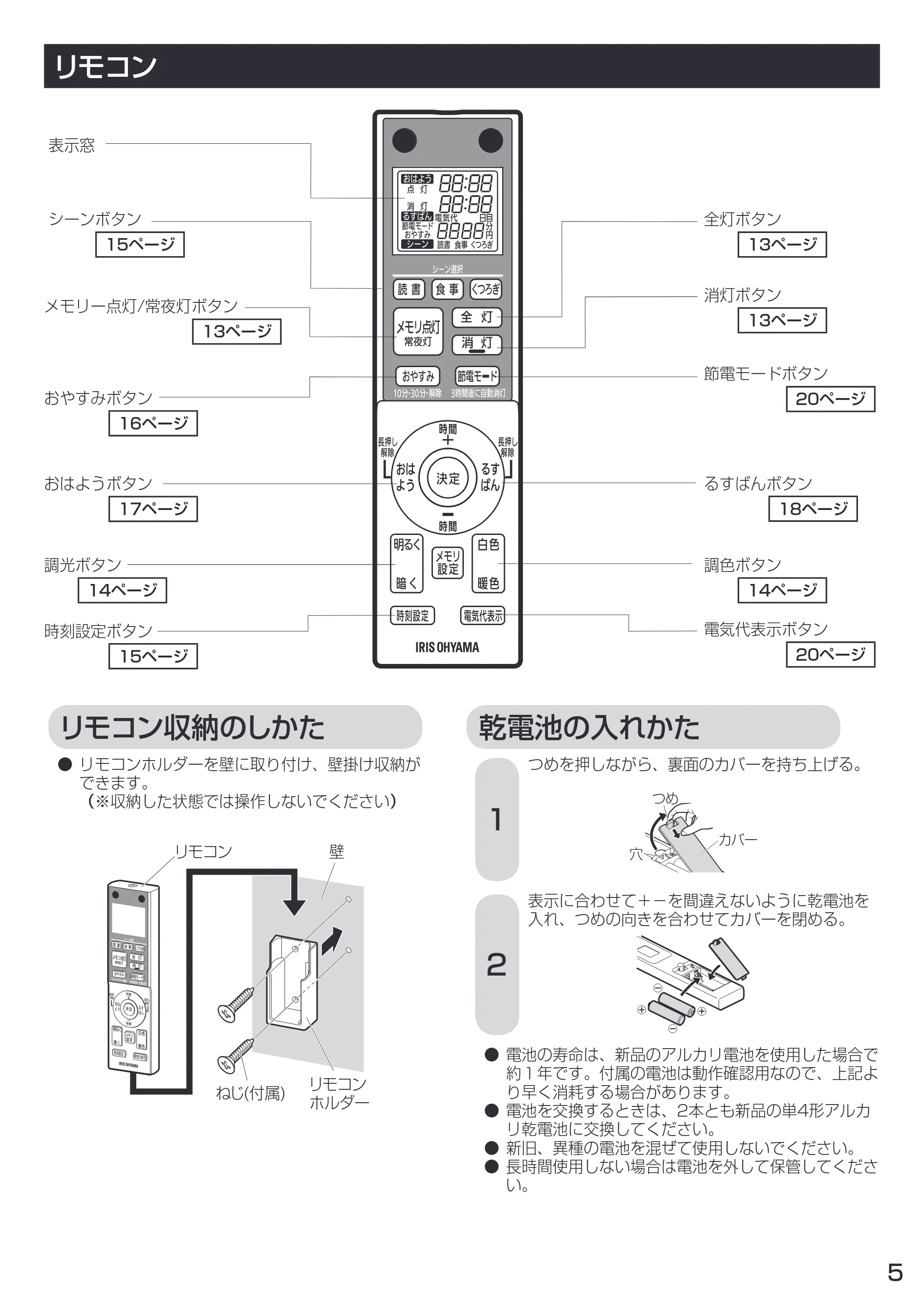 アイリスオーヤマ CL8DL-C1 取扱説明書 — 原本ページ — 5ページ