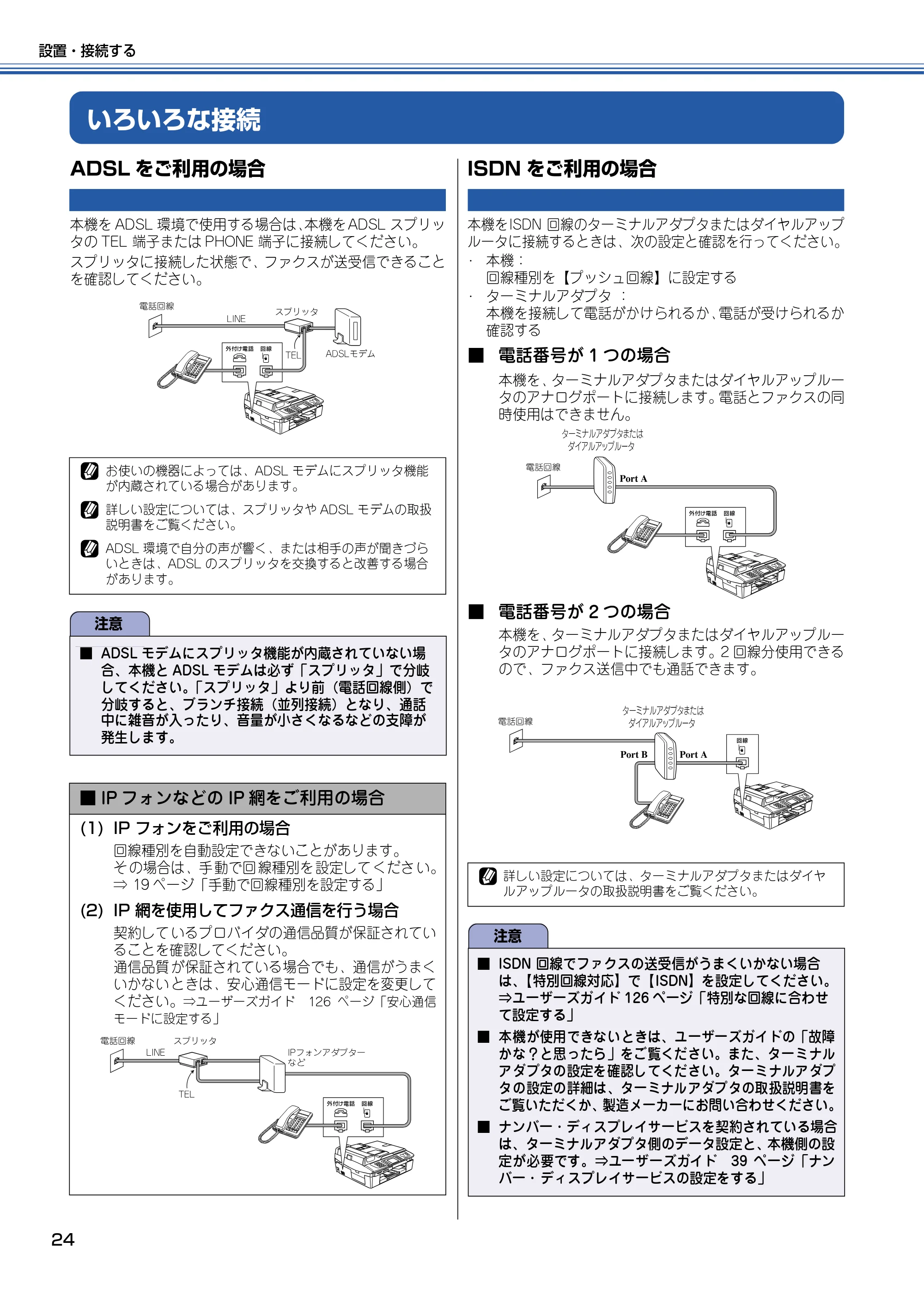 ブラザー MFC-820CN かんたん設置ガイド — いろいろな接続 — 原本ページ — 25ページ