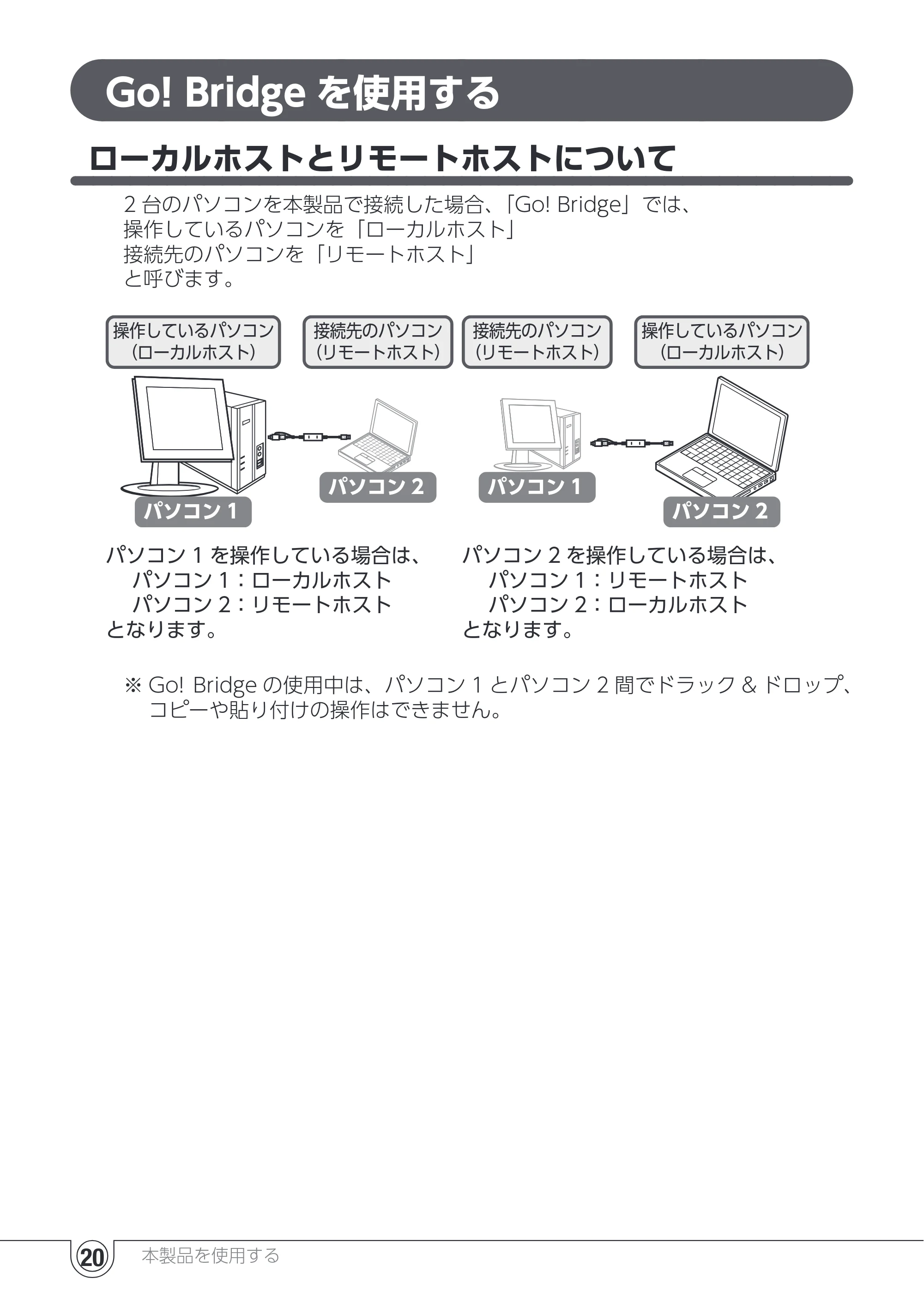 エレコム UC-TV5XBK 取扱説明書 — Go! Bridgeを使用する — 原本ページ — 20ページ