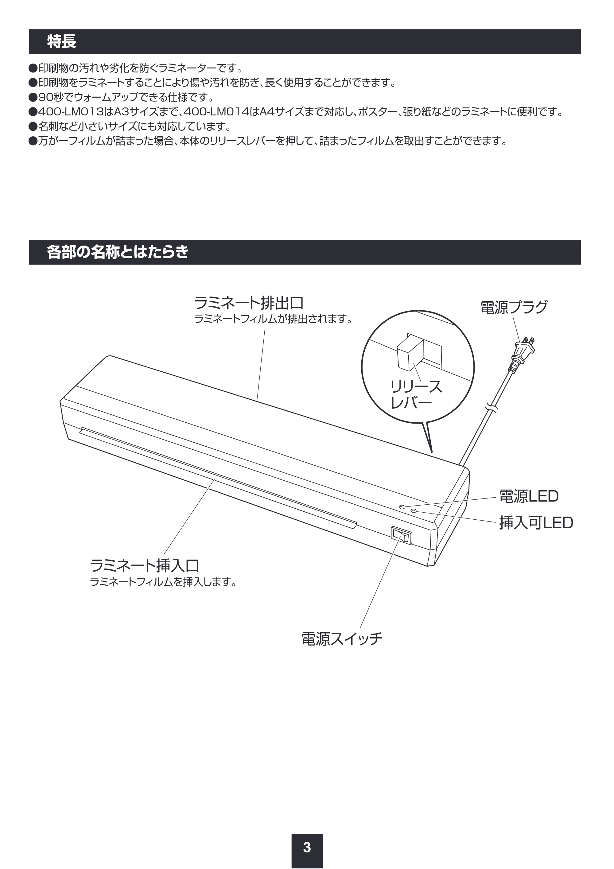 サンワサプライ 402-LM013SET3 / 402-LM014SET1 / 402-LM013SET2 取扱説明書 — 原本ページ — 4ページ