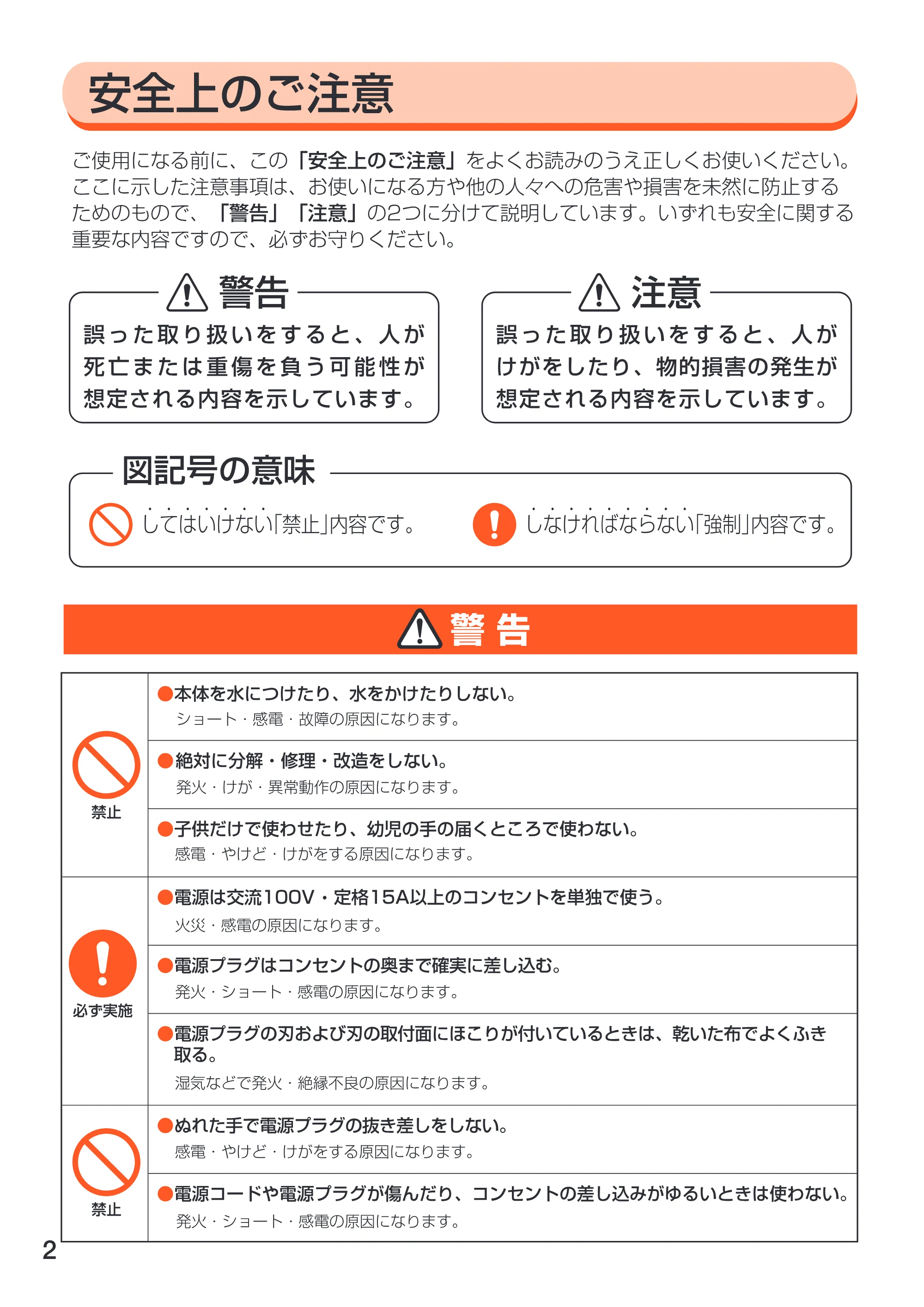 アイリスオーヤマ EMG-240 取扱説明書 — 原本ページ — 2ページ