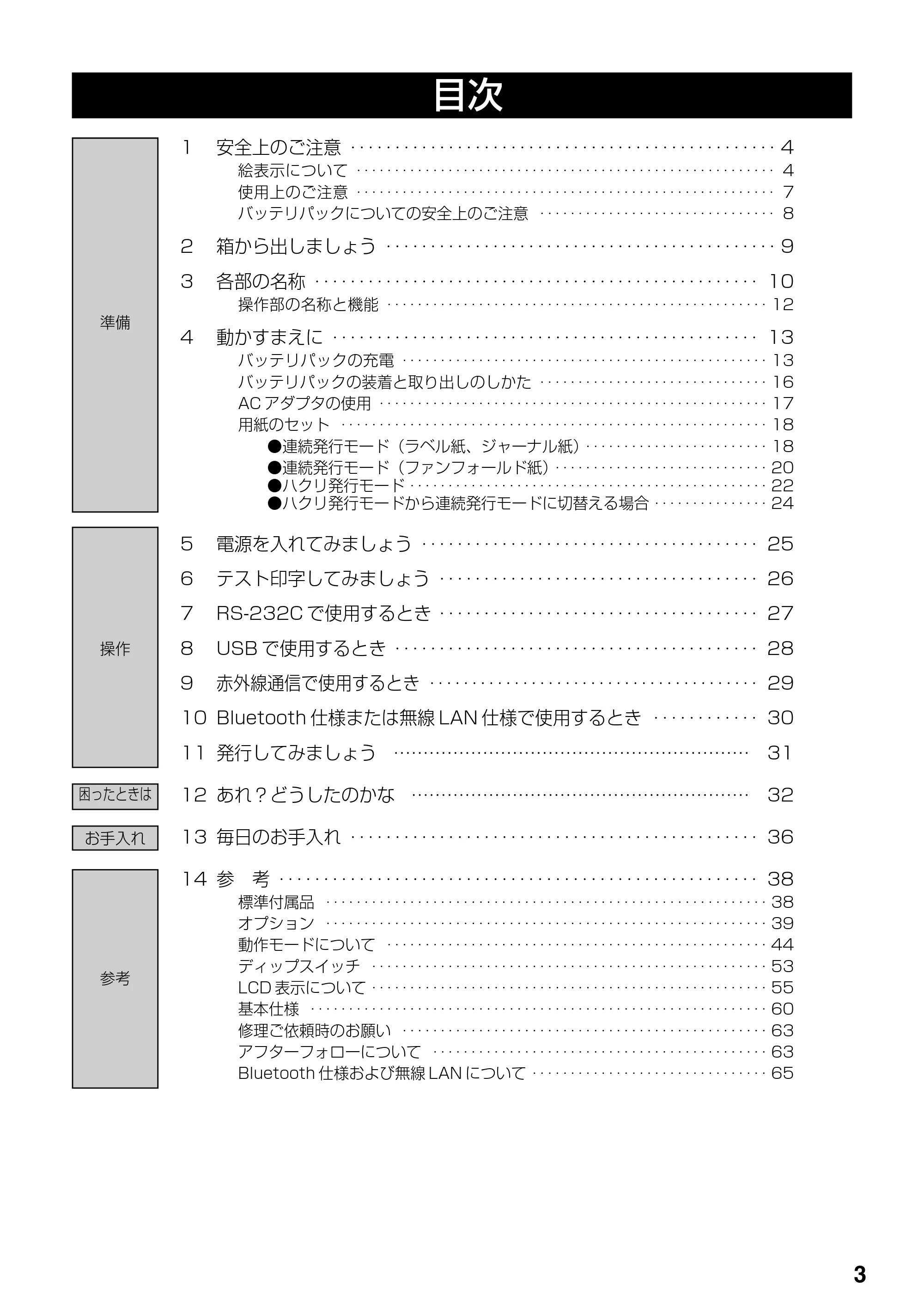 サトー lapin(ラパン)PT408e / 412e 、Petit lapin(プチラパン)PT200e / 208e / 208m / 208j / apin(ラパン)PT408e / 412e 、Petit lapin(プチラパン)PT200e / 208e / 208m / 208j PT408e / 412e取扱説明書（第4版） — 原本ページ — 3ページ