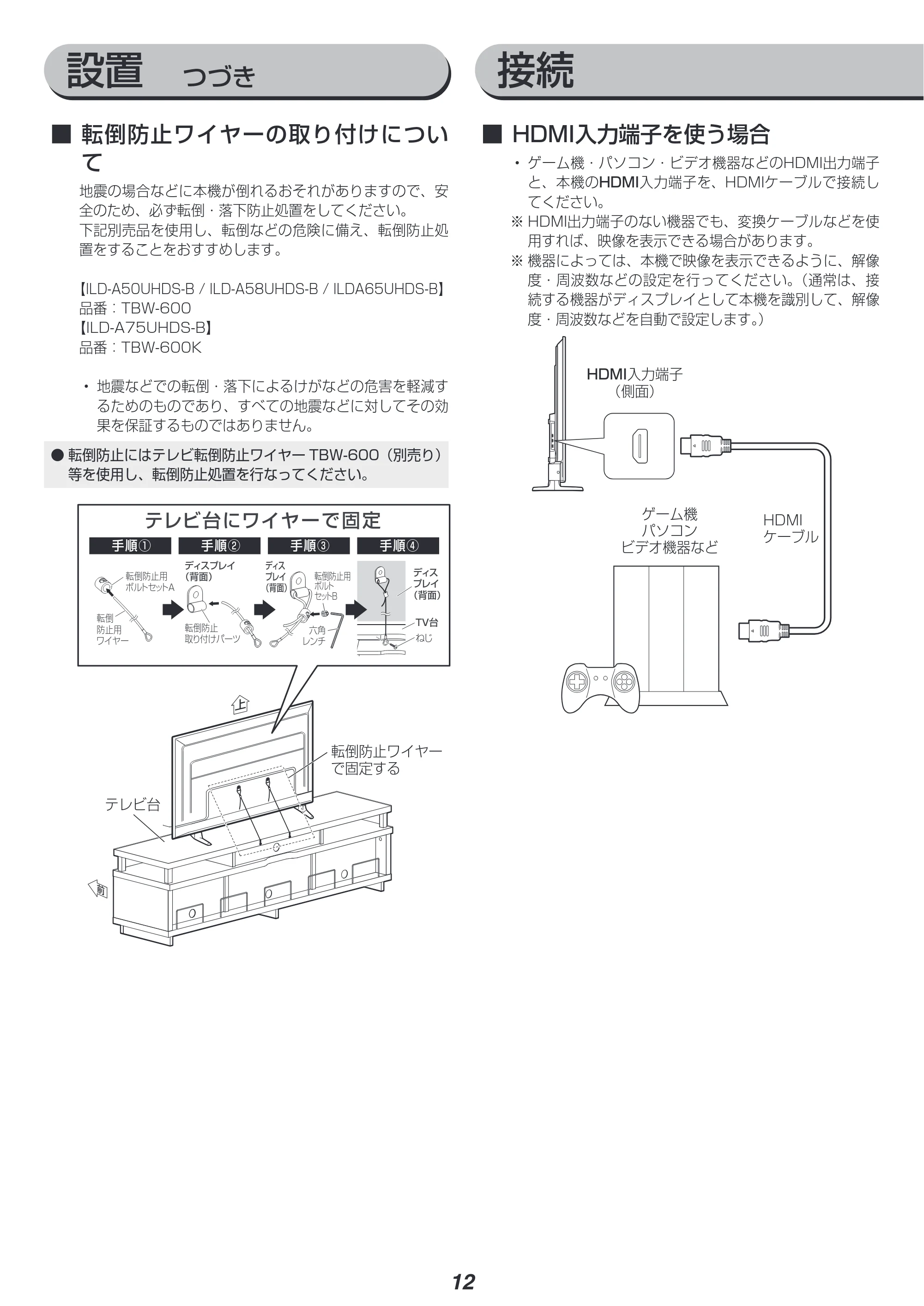 アイリスオーヤマ ILD-A58UHDS 取扱説明書 — 原本ページ — 12ページ
