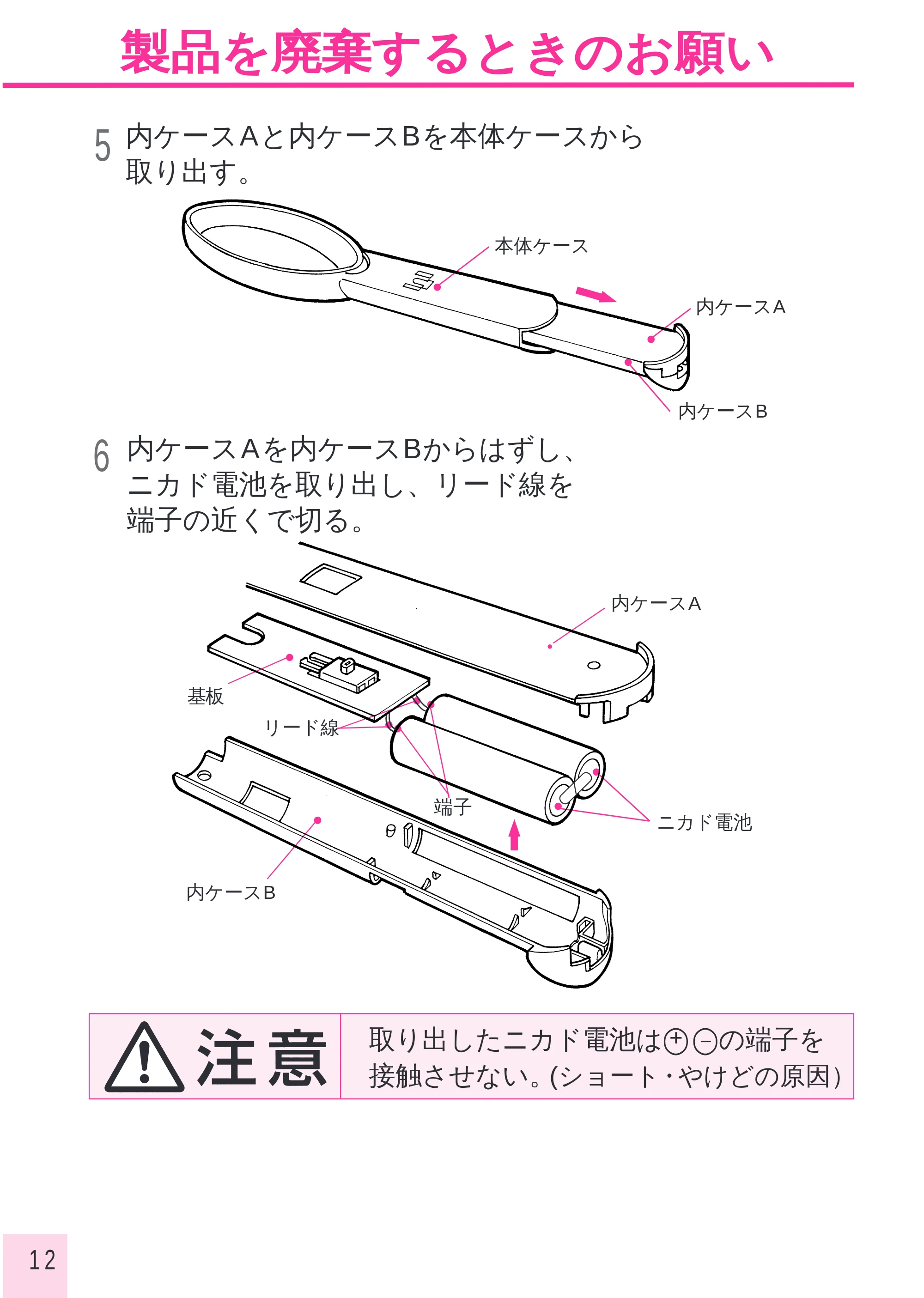 日立 IBN600 取扱説明書 — 製品を廃棄するときのお願い — 原本ページ — 12ページ