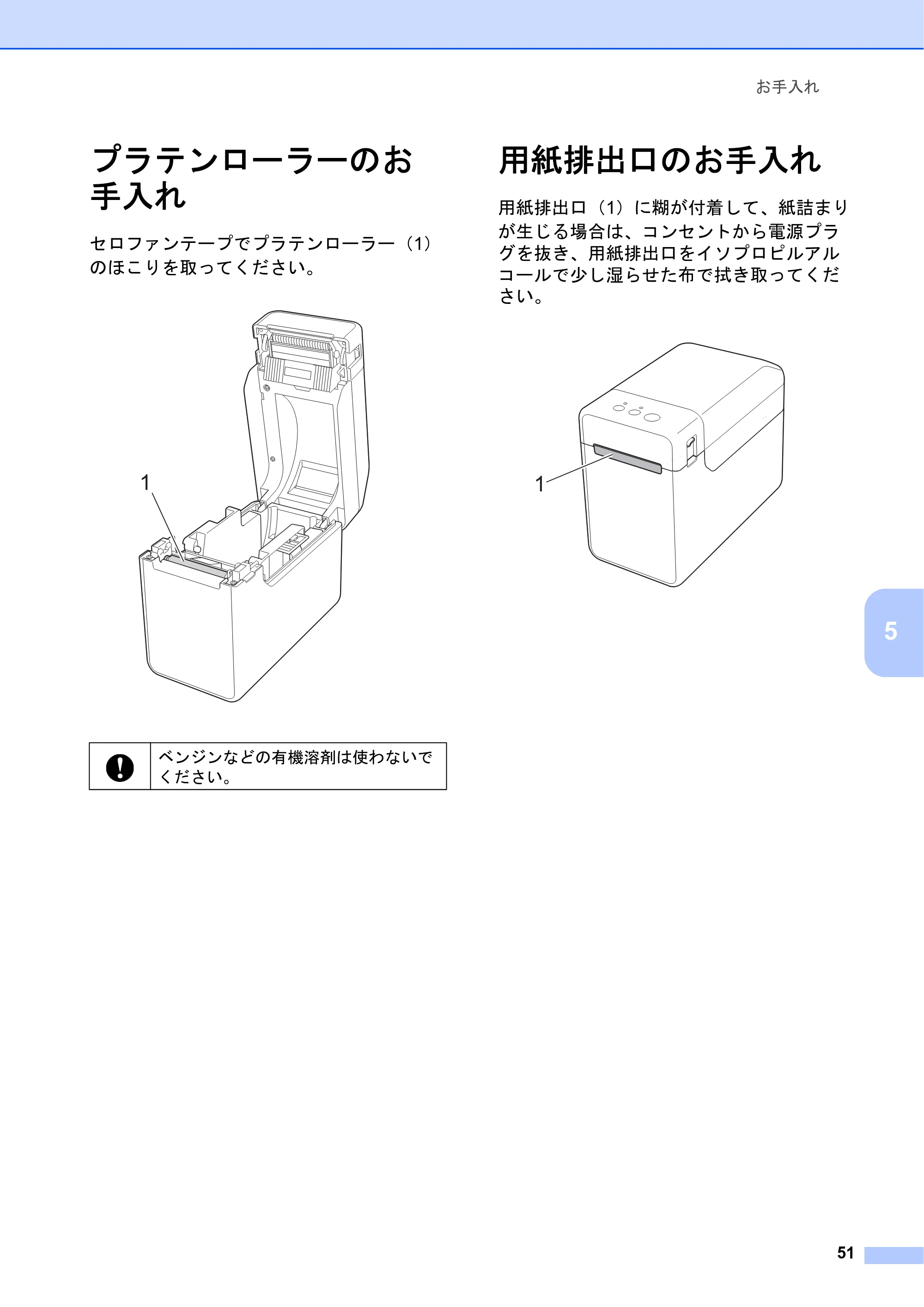 ブラザー TD-2130N/ 2130NSA ユーザーズガイド — プラテンローラーのお 手入れ — 原本ページ — 57ページ