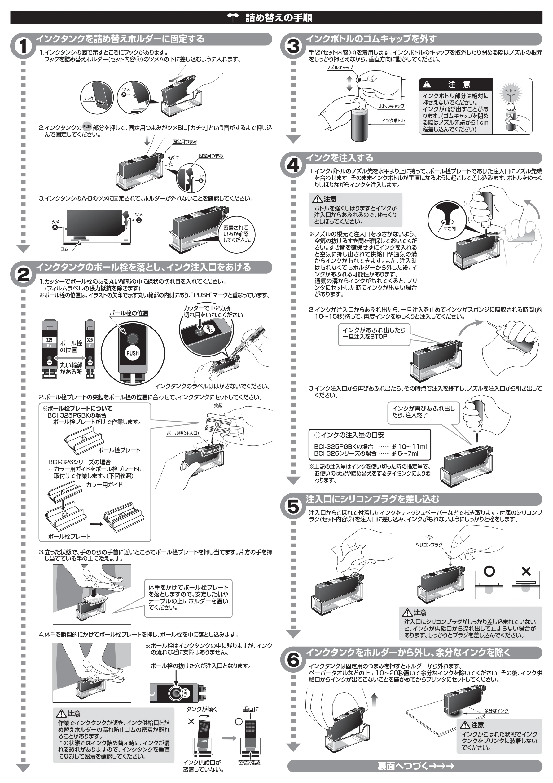 サンワサプライ 300-CA3263256 / 302-CA325BINK 取扱説明書 — 詰め替えの手順 — 図版 2-1 — 2ページ