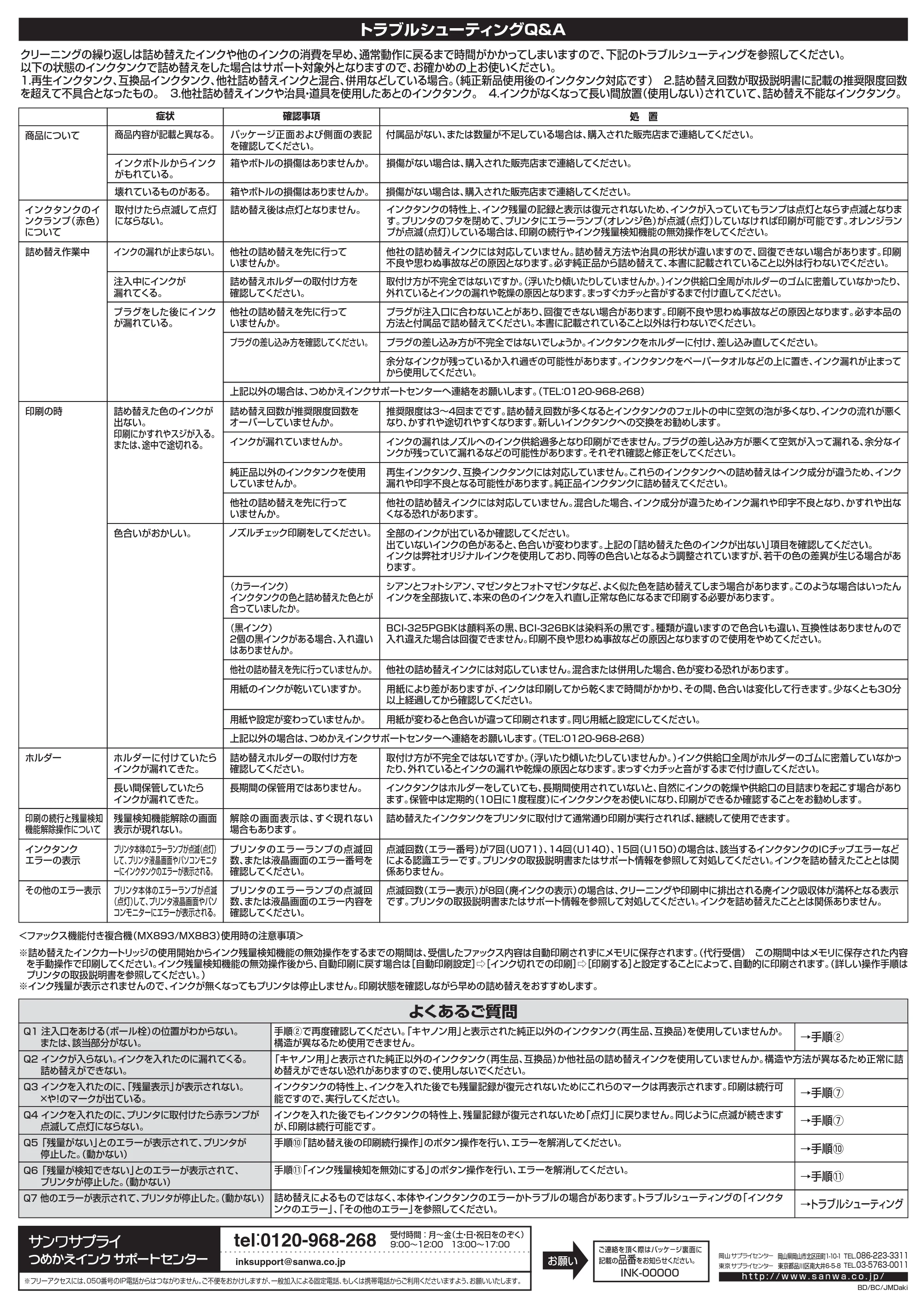 サンワサプライ 300-CA3263256 / 302-CA325BINK 取扱説明書 — トラブルシューティングQ&A — 原本ページ — 4ページ