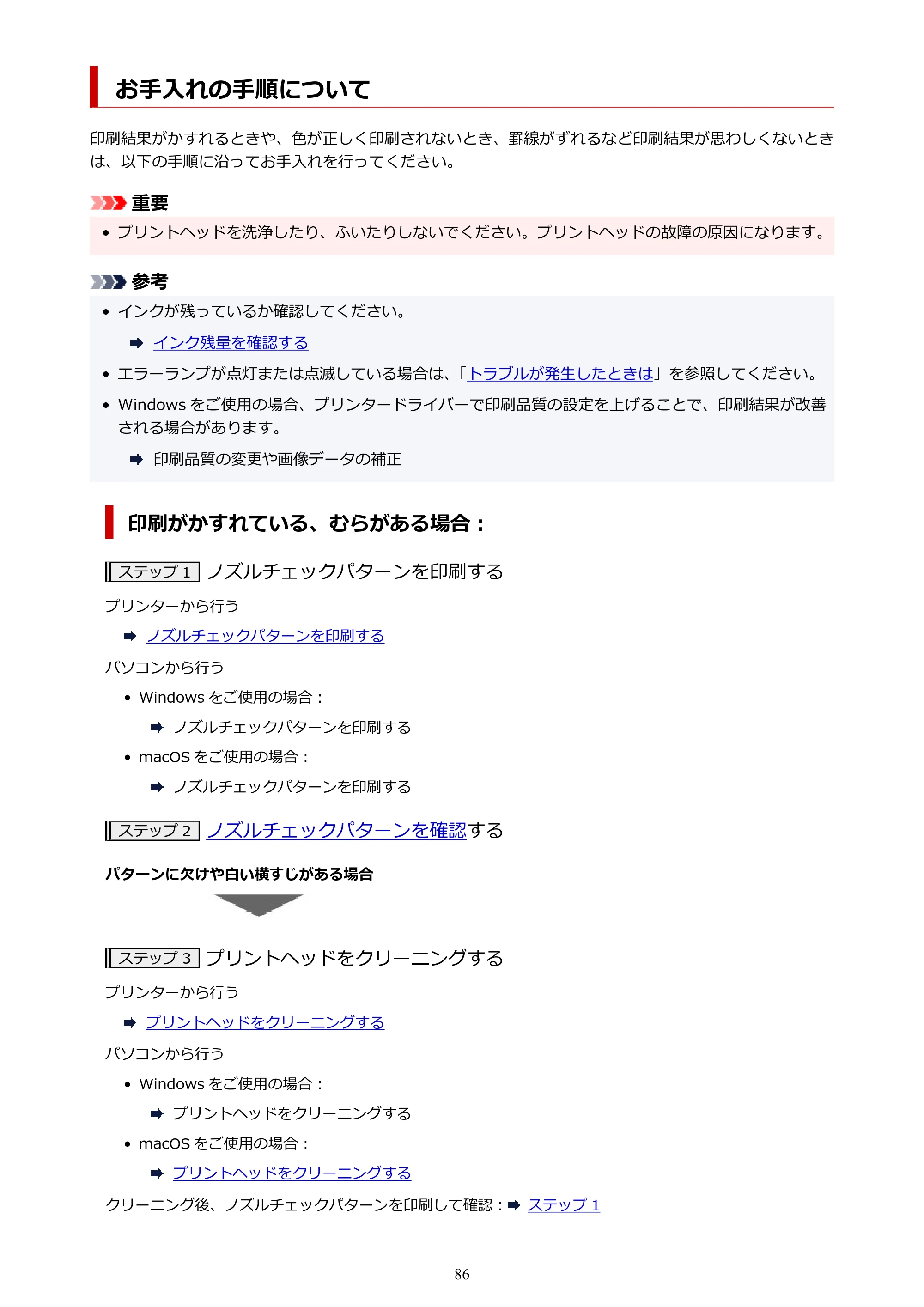 キヤノン G5030 電子マニュアル PDF版 （Mac版） 2019年6月13日掲載（PDF：9.06MB） — お手入れの手順について — 原本ページ — 86ページ
