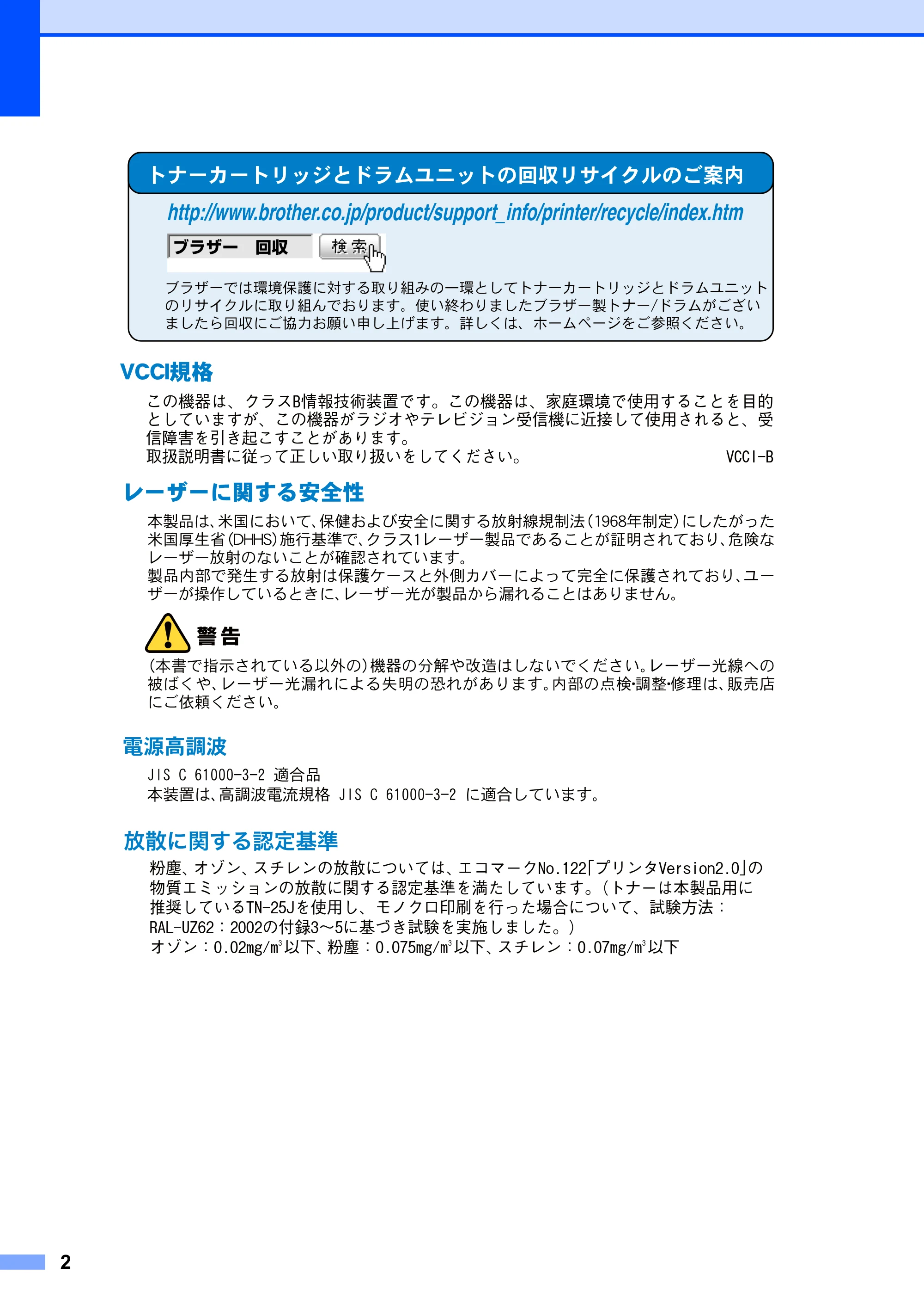 ブラザー FAX-2810 取扱説明書（本体） — 原本ページ — 2ページ
