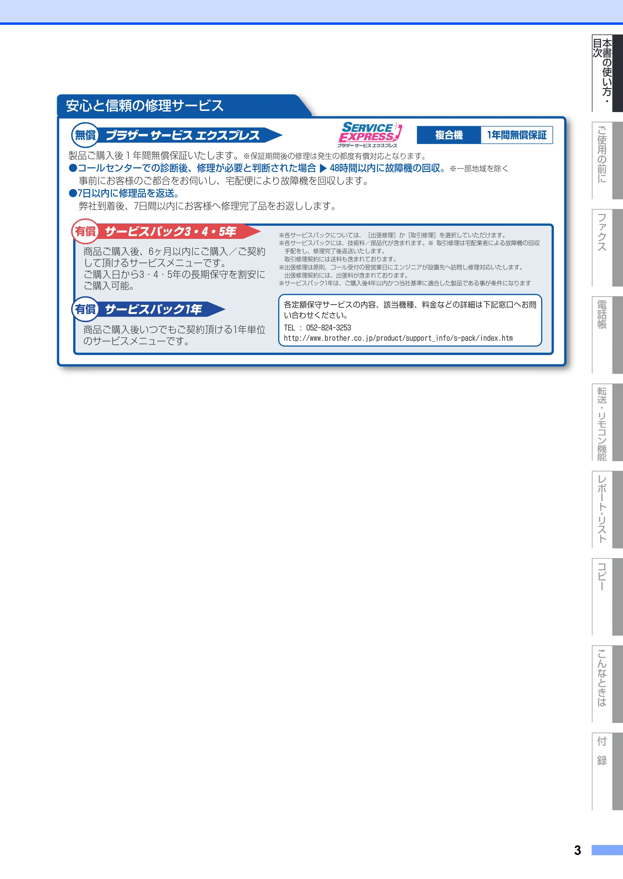 ブラザー FAX-2810 取扱説明書（本体） — 原本ページ — 3ページ