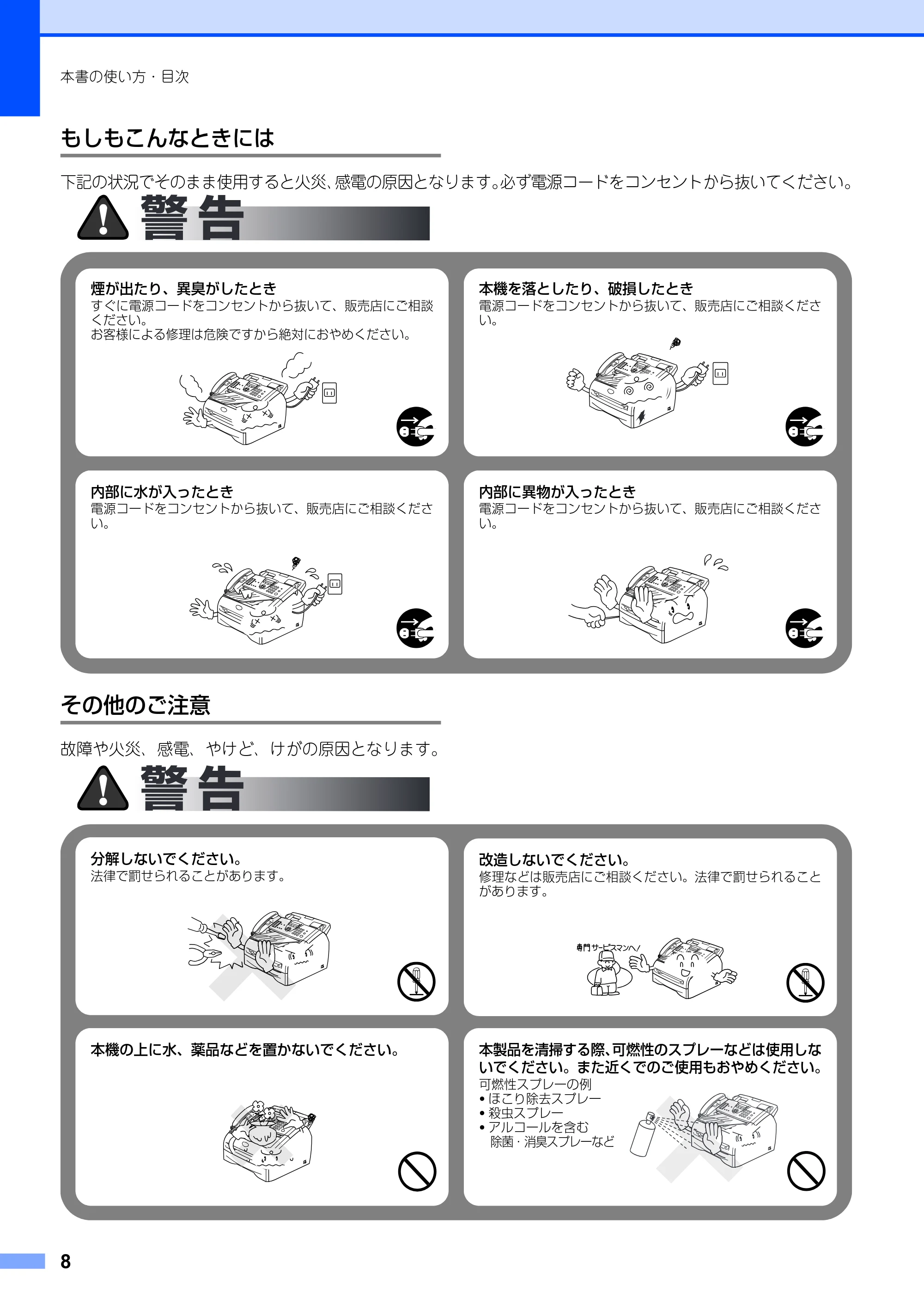 ブラザー FAX-2810 取扱説明書（本体） — もしもこんなときには — 原本ページ — 8ページ