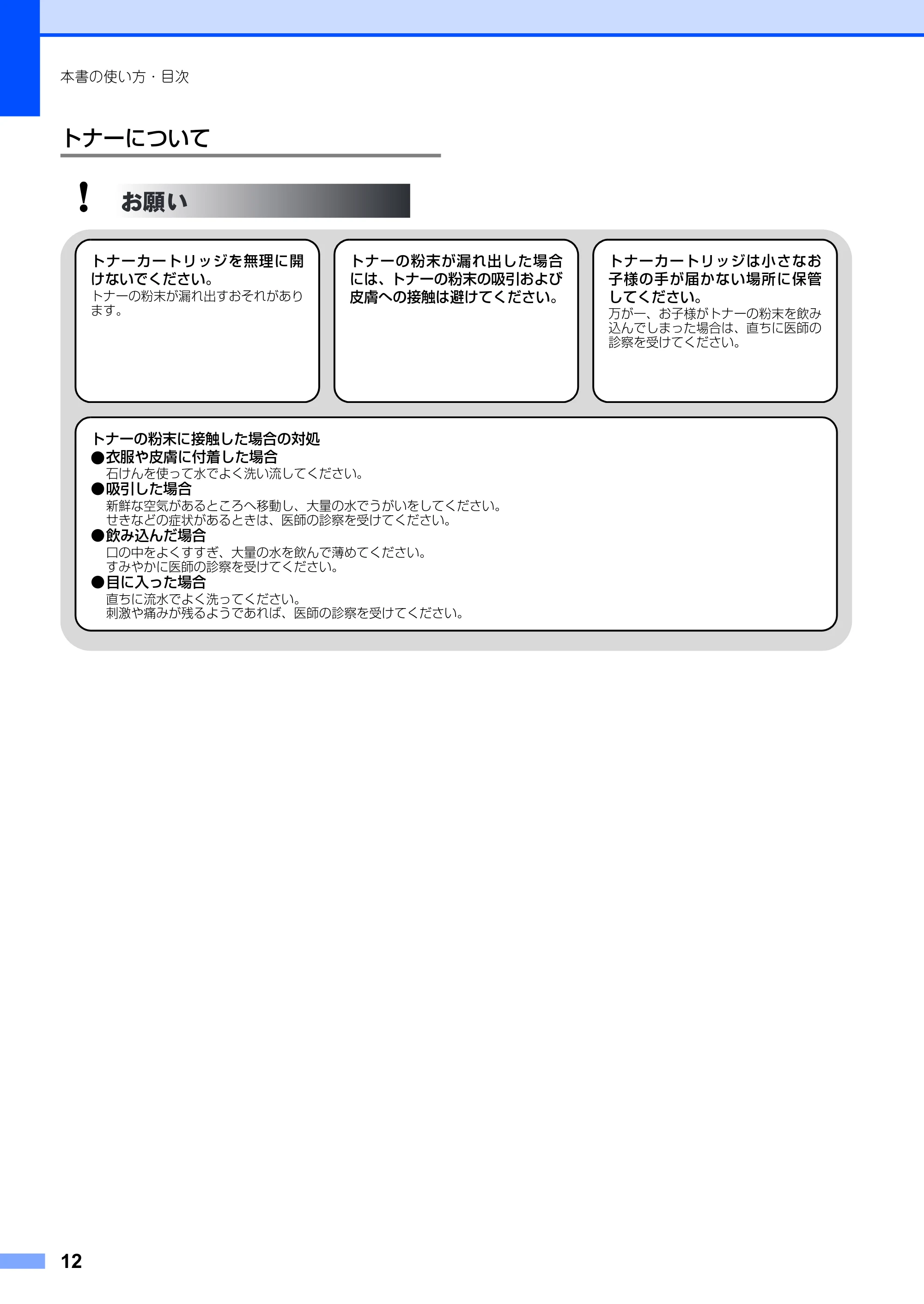 ブラザー FAX-2810 取扱説明書（本体） — トナーについて — 原本ページ — 12ページ