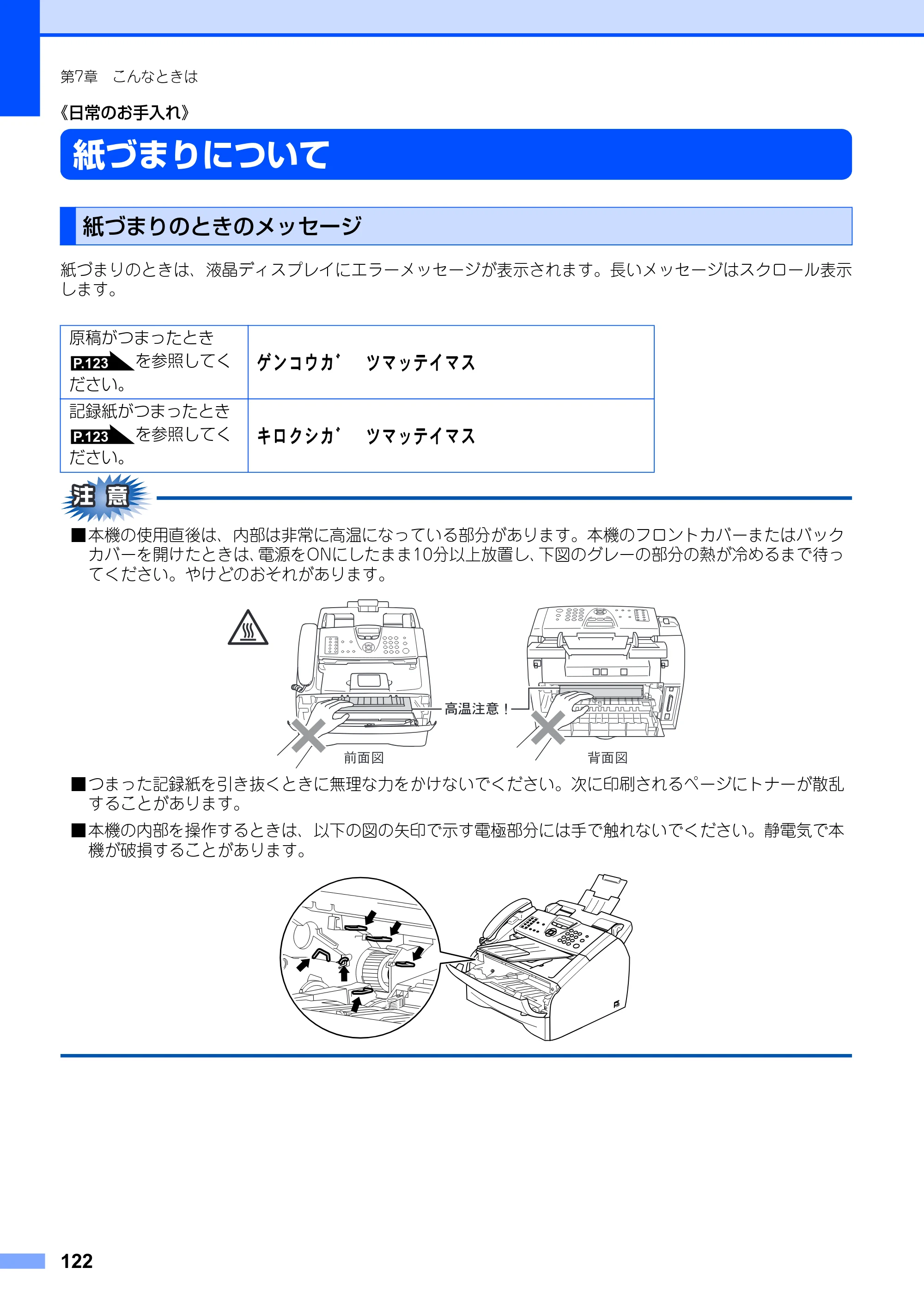 ブラザー FAX-2810 取扱説明書（本体） — 《日常のお手入れ》 — 原本ページ — 122ページ