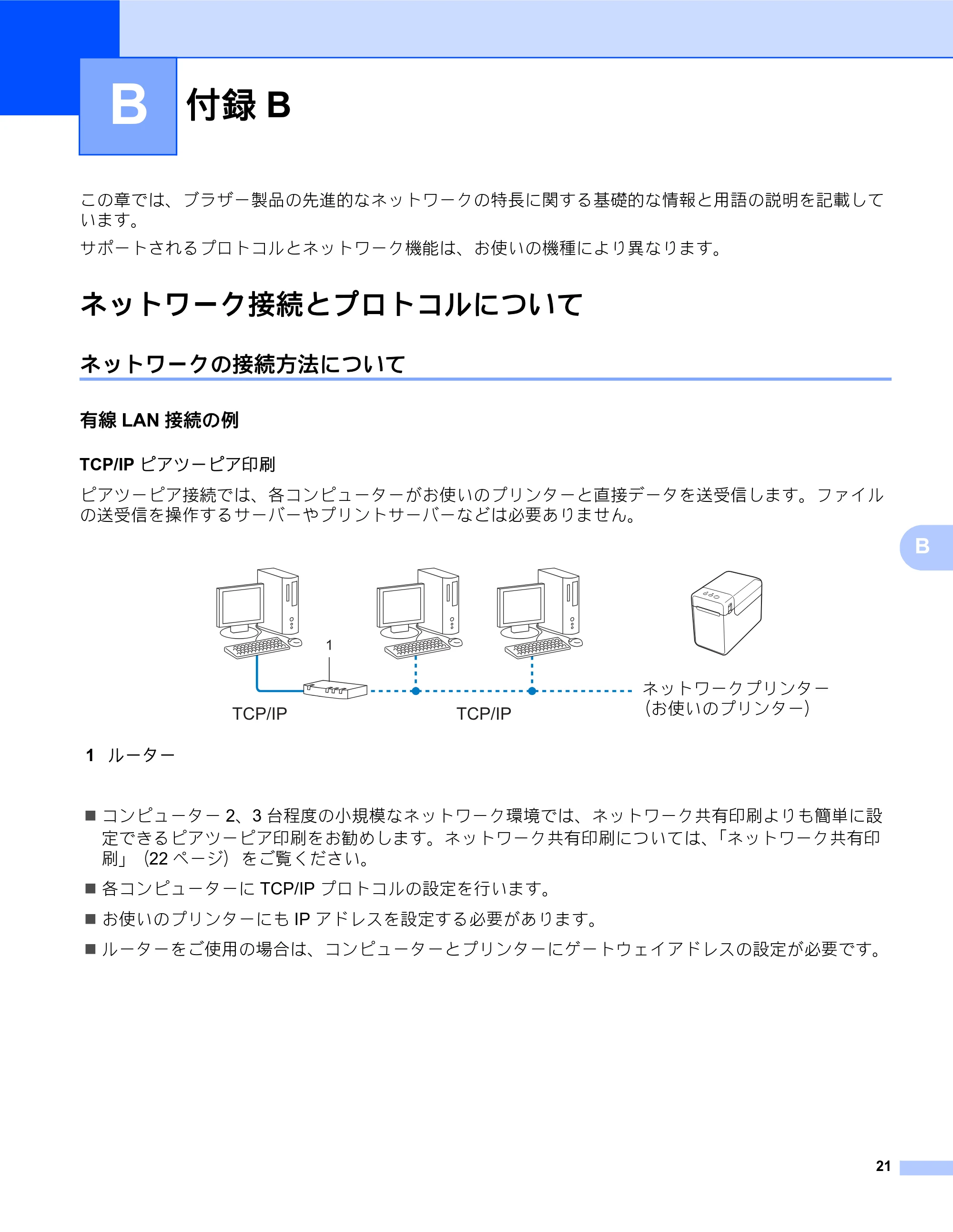 ブラザー TD-2130N/ 2130NSA / TD-4100N ネットワーク ユーザーズガイド — 付録B — 原本ページ — 25ページ