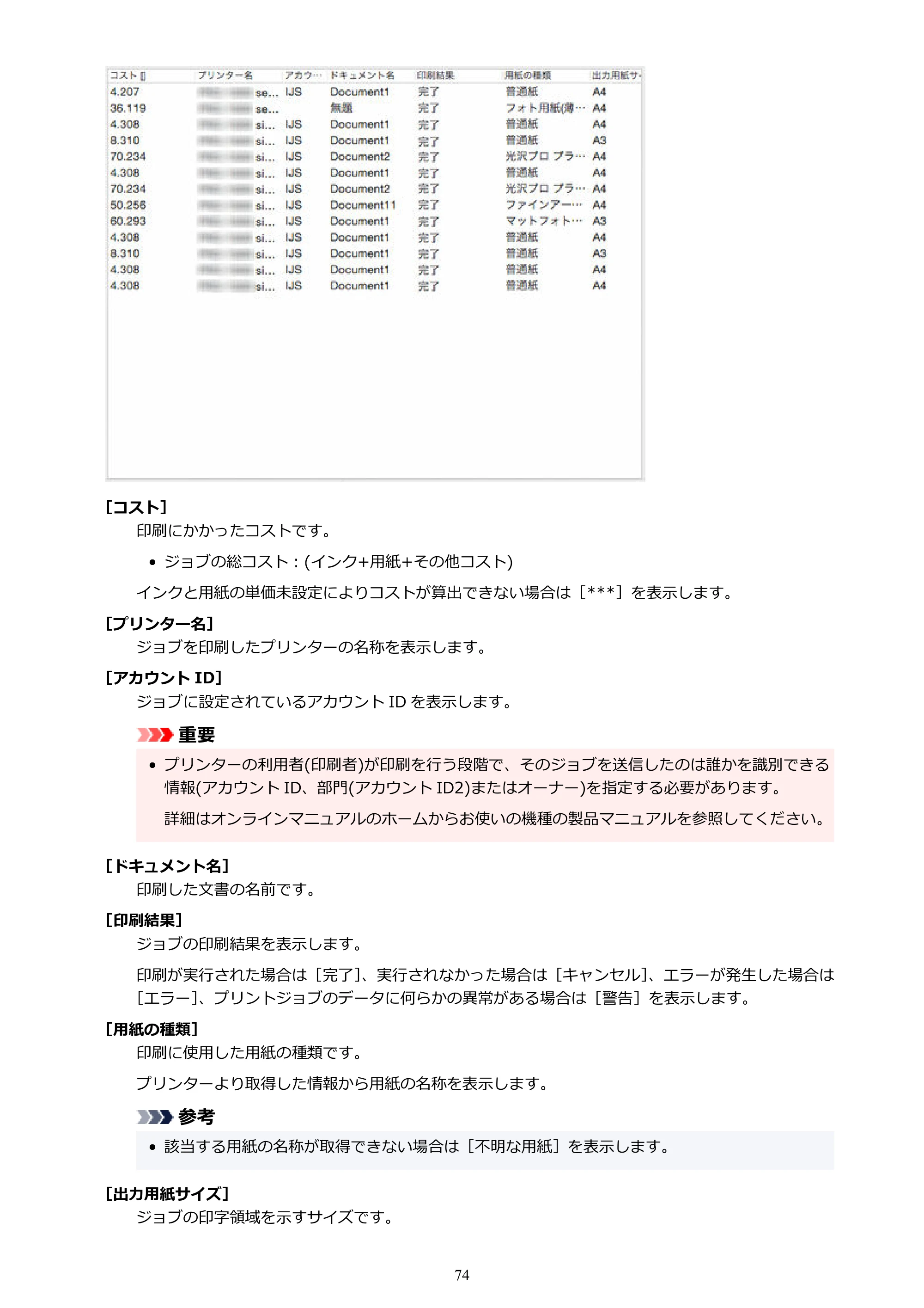 キヤノン PRO-1000 / PRO-1100 / PRO-2000 Accounting Manager ガイド（Mac版）2025年7月3日掲載（PDF：1.79MB） — 原本ページ — 74ページ