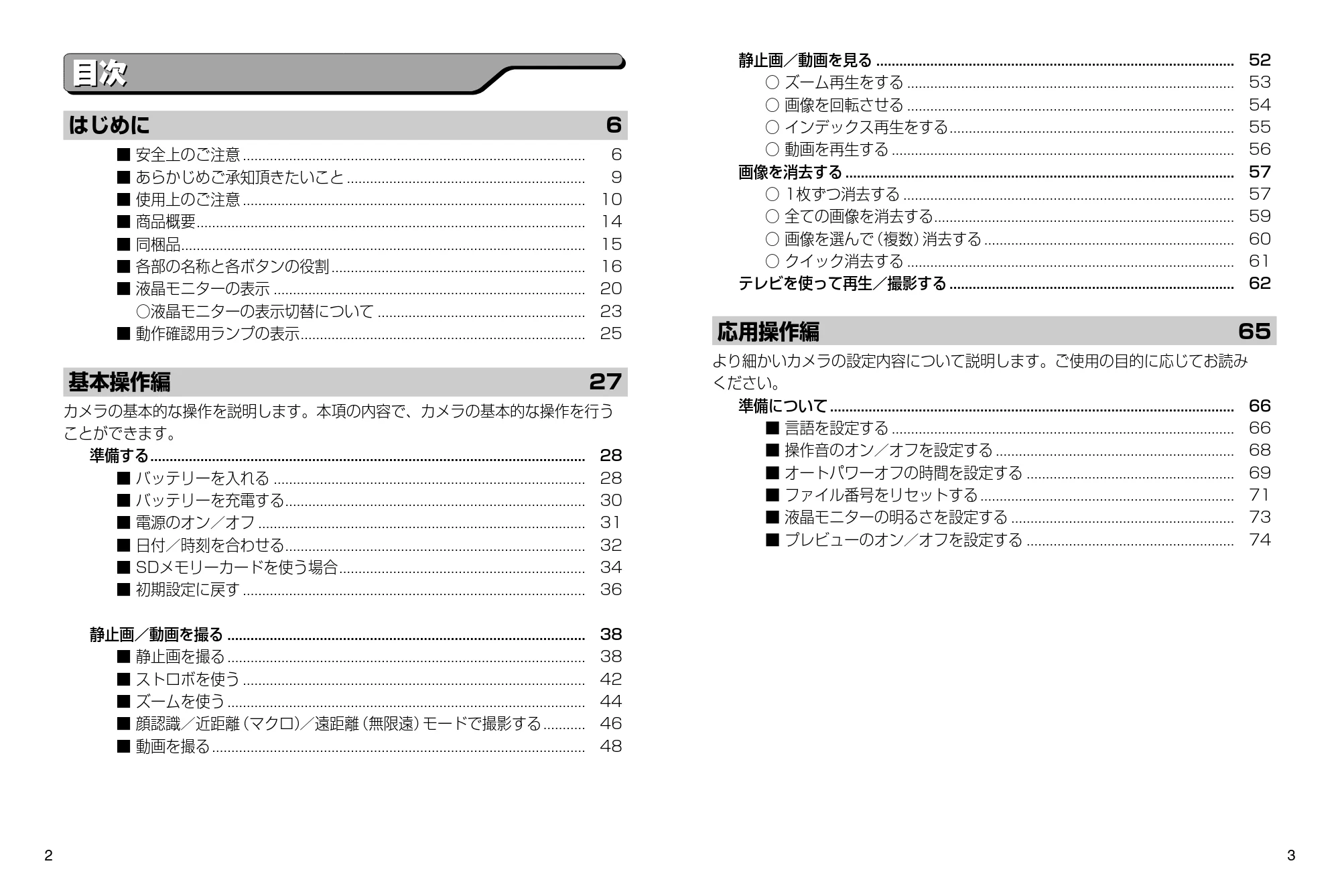 日立 HDC-841 取扱説明書 — 目次 — 原本ページ — 2ページ