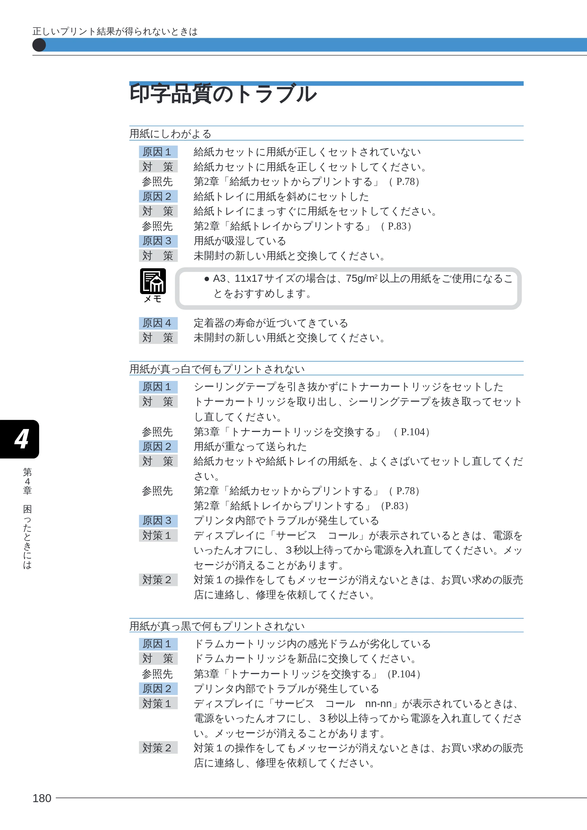 キヤノン LBP-2260PSII ユーザーズガイド （PDF形式／8.03Mバイト） — 印字品質のトラブル — 原本ページ — 182ページ