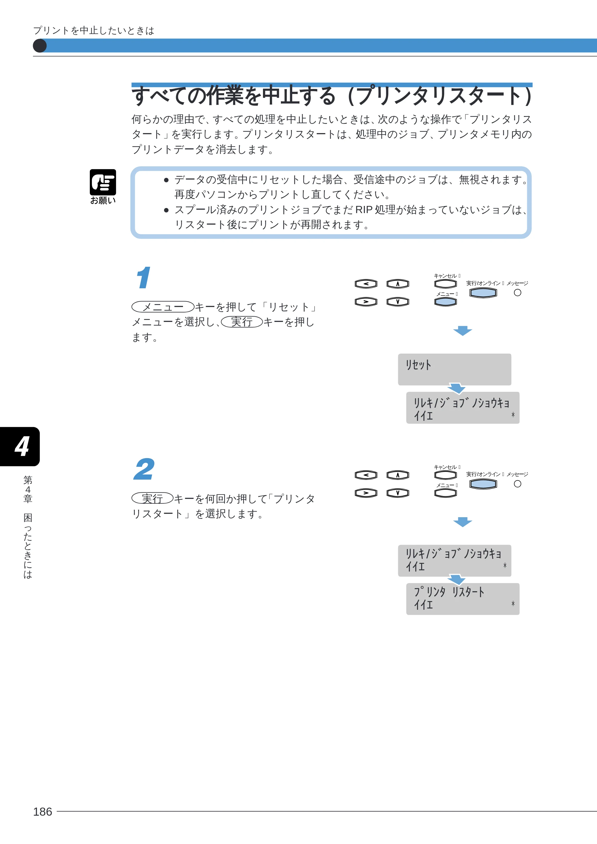キヤノン LBP-2260PSII ユーザーズガイド （PDF形式／8.03Mバイト） — すべての作業を中止する（プリンタリスタート） — 原本ページ — 188ページ